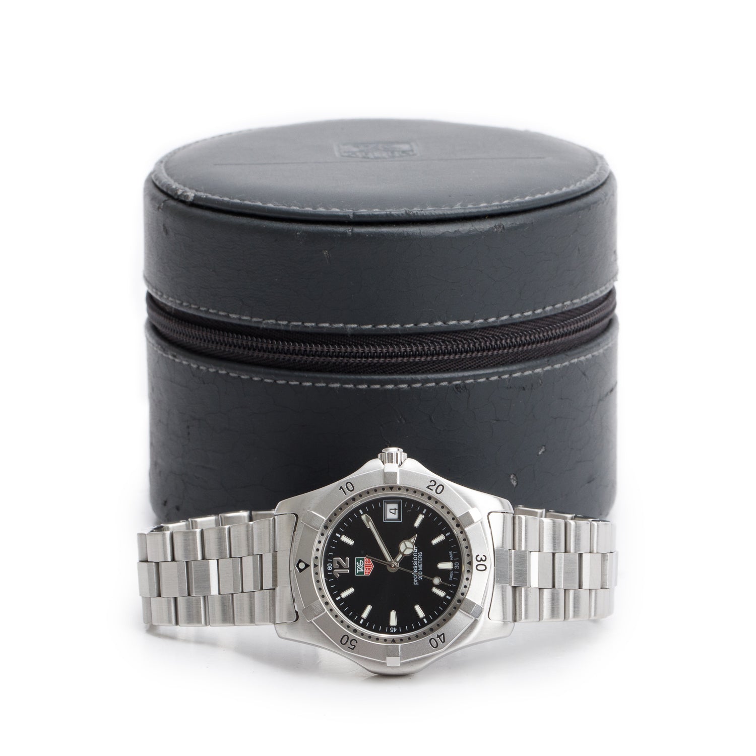 Tag Heuer Stainless Steel 2000 Professional 200M 38 MM Quartz Watch Black Dial WK1110-1 w/ Box