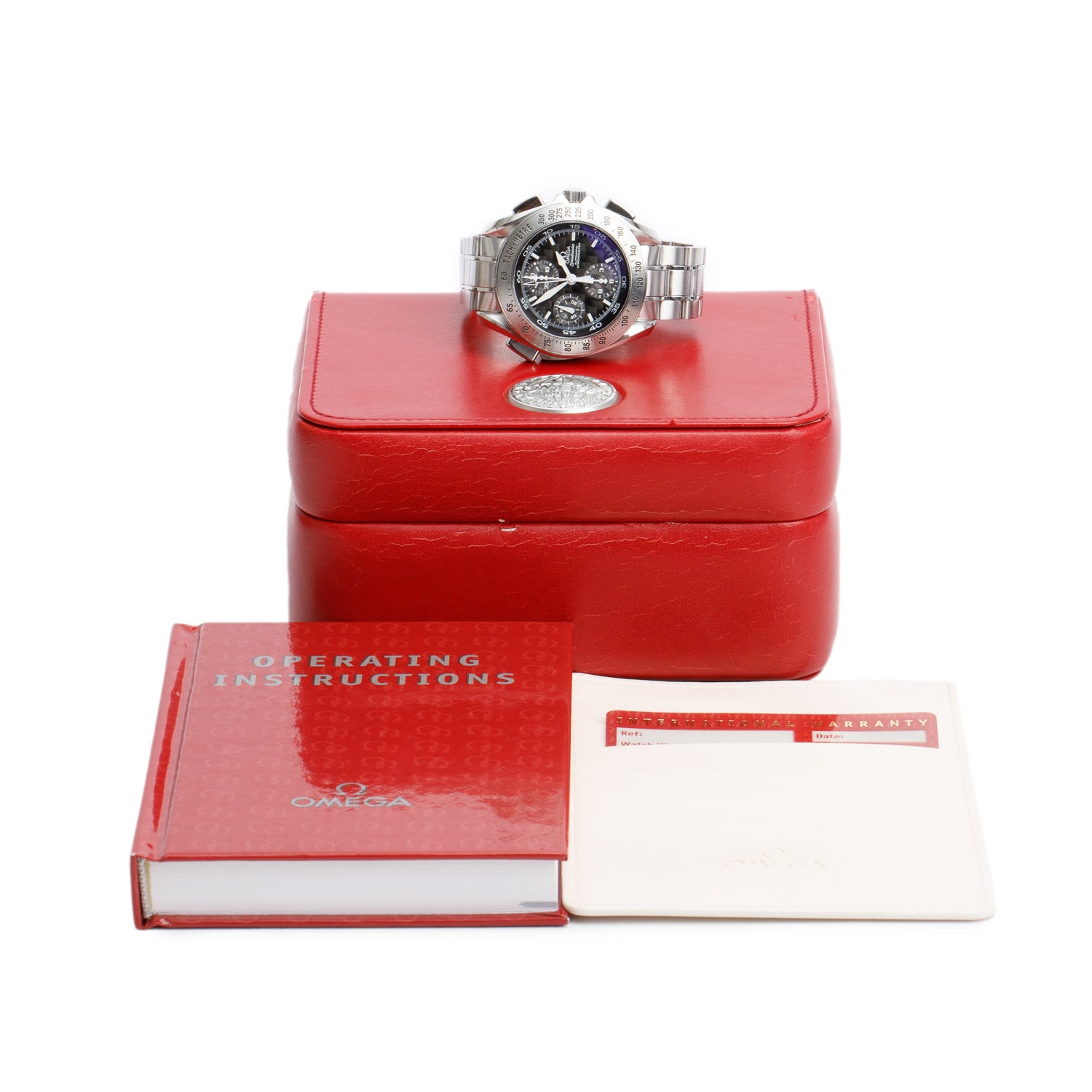 Omega Stainless Steel Speedmaster Split Seconds Rattrapante 42 MM Automatic Chronograph Watch Black Dial w/ Box