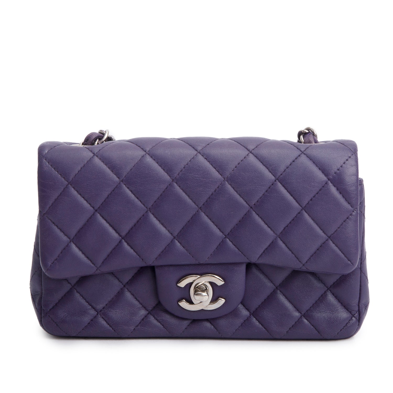 Chanel Quilted Purple Lambskin Mini Rectangular Flap Bag