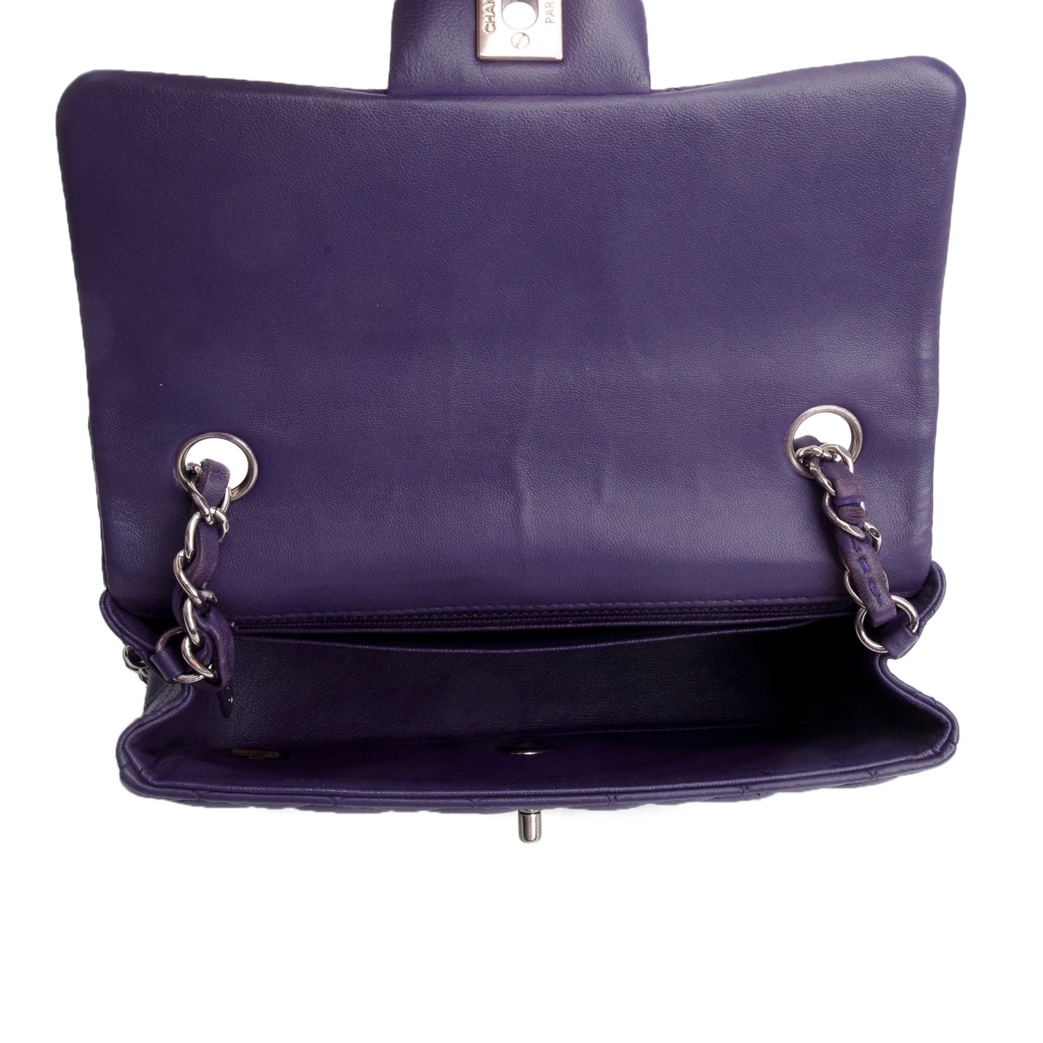 Chanel Quilted Purple Lambskin Mini Rectangular Flap Bag