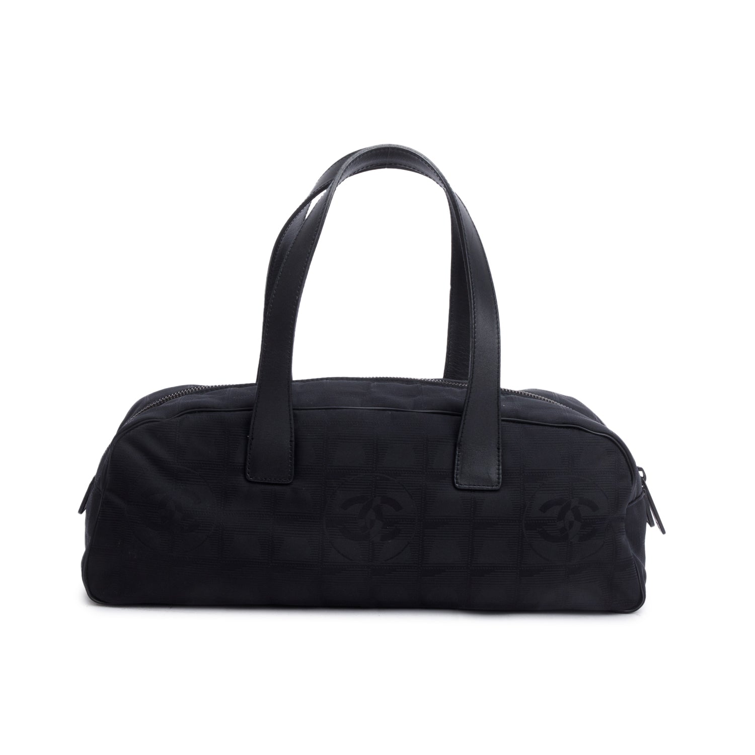 Chanel Black Nylon Travel Ligne Bowling Bag w/ Authenticity Card