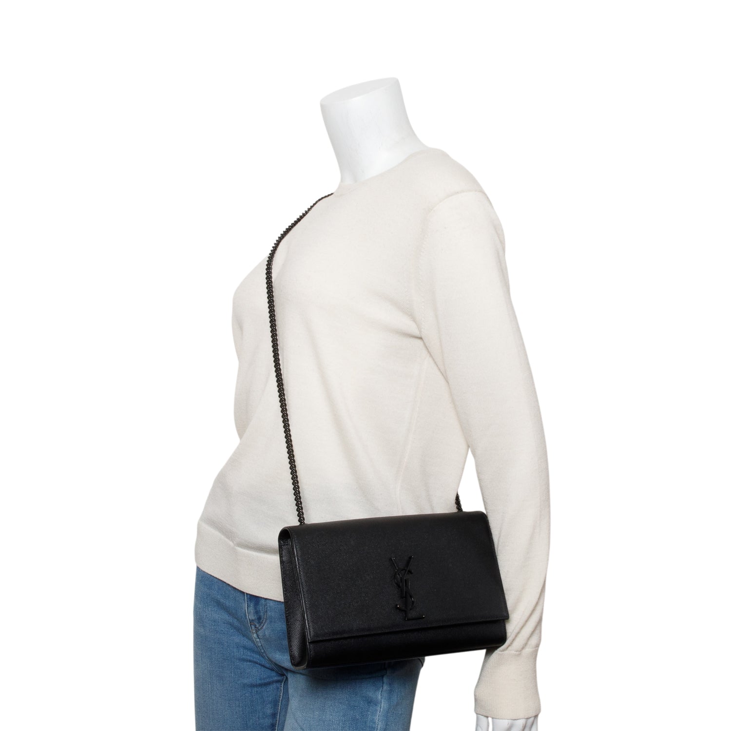 Saint Laurent 2020 So Black Grain De Poudre Leather Medium Kate Bag