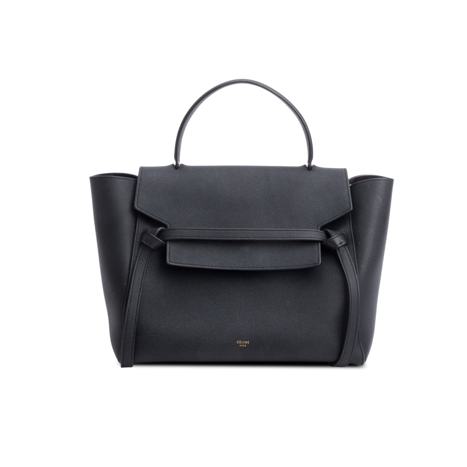 Celine Black Grained Calfskin Leather Mini Belt Bag w/ Strap