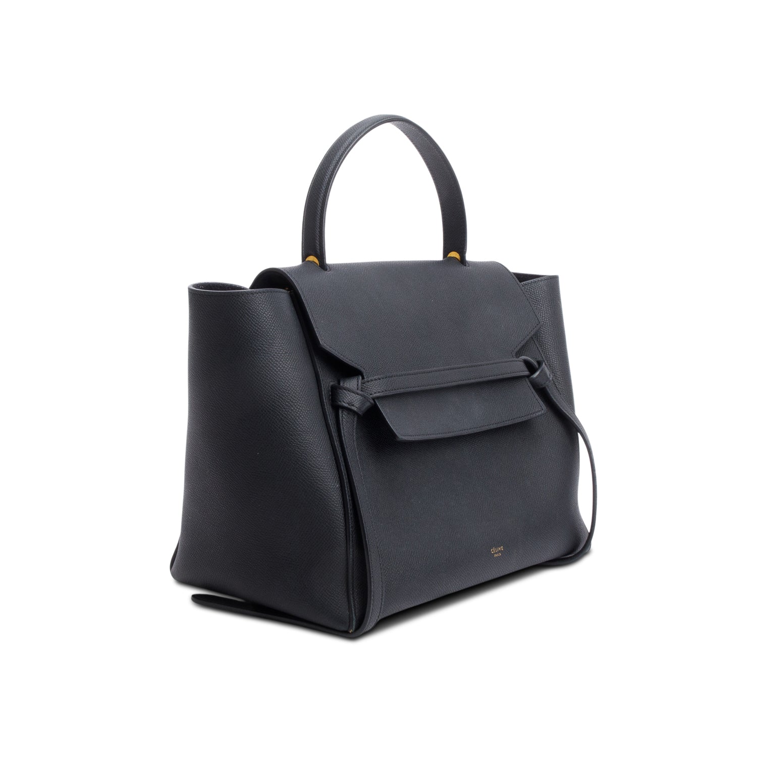 Celine Black Grained Calfskin Leather Mini Belt Bag w/ Strap
