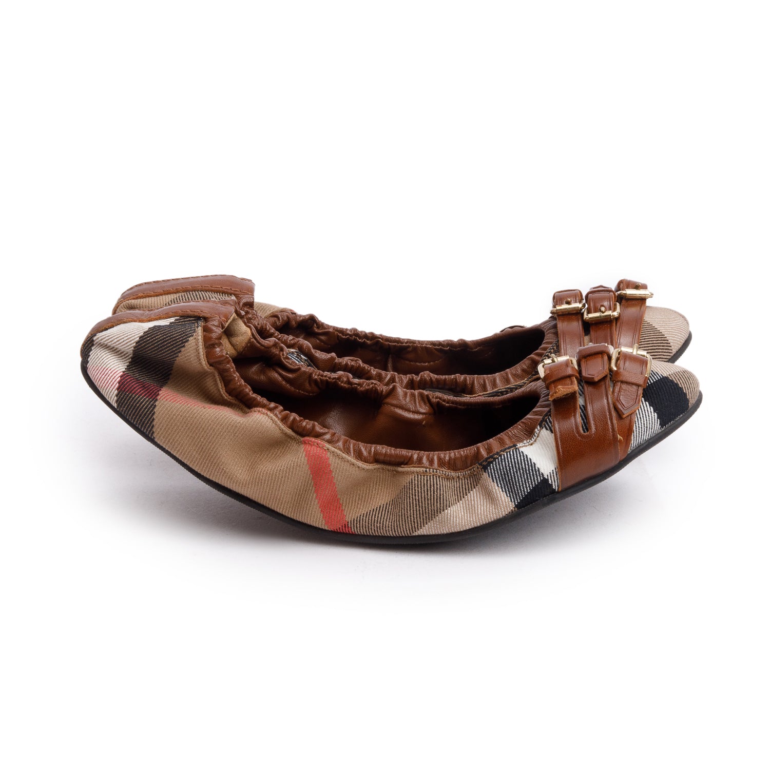 Burberry Bridle House Check Falcony Ballerina Shoes, Size 6 w/ Box