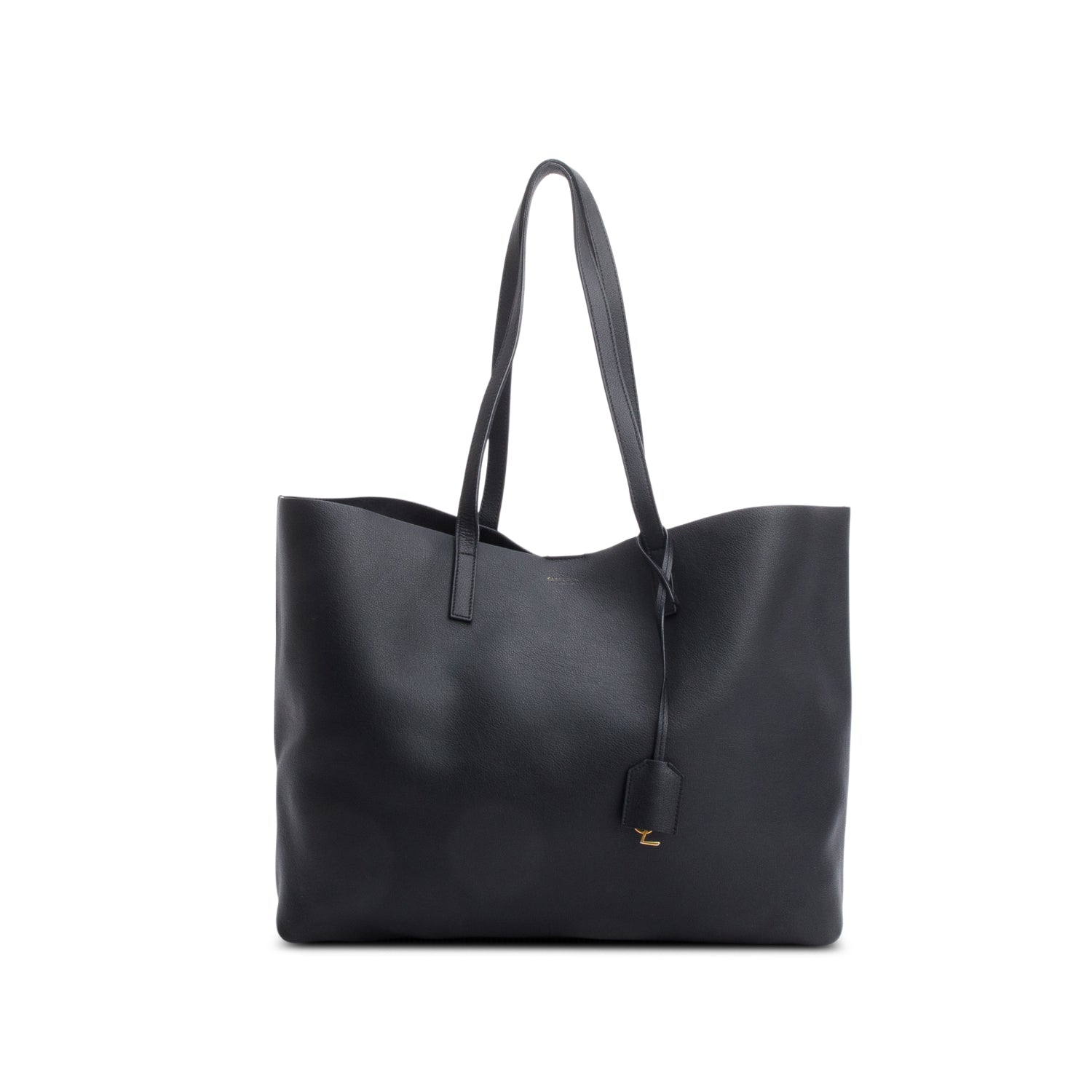 Saint Laurent Black Leather E/W Shopping Tote w/ Pouch