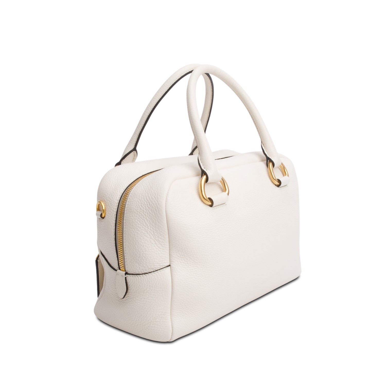 Prada Cream Vitello Phenix Convertible Bauletto Bag w/ Strap & Authenticity Card