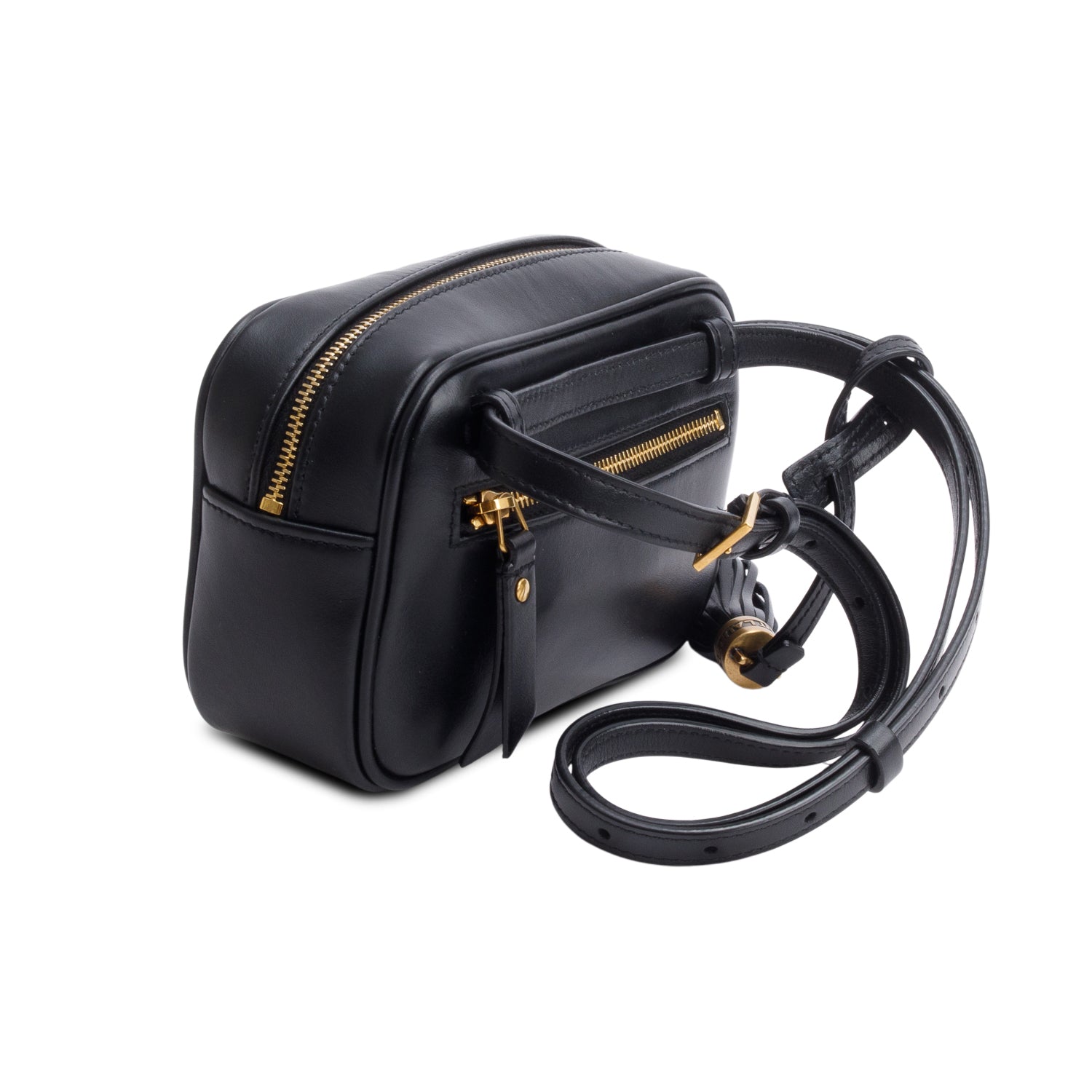 Saint Laurent 2023 Black Chevron Leather Lou Camera Belt Bag w/ Box