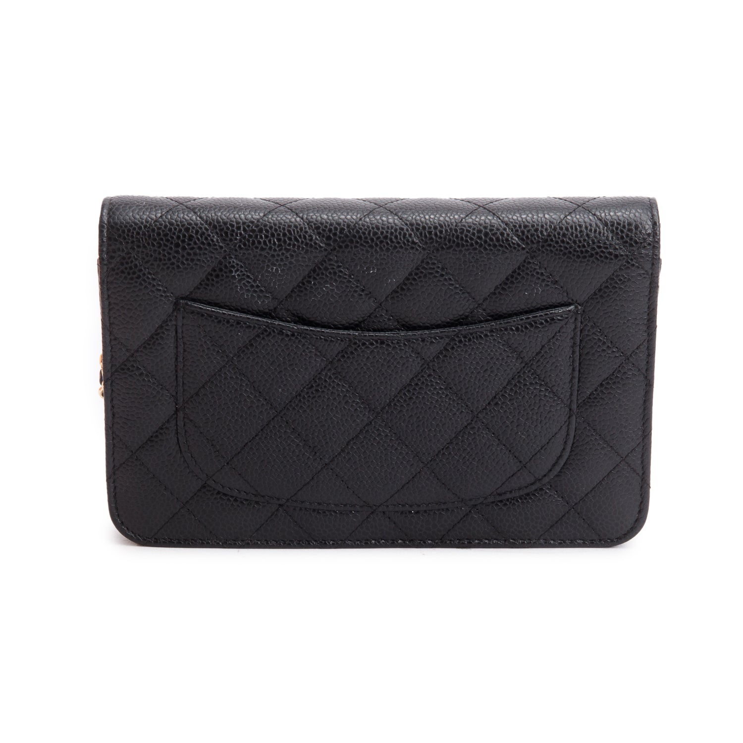Chanel Black Quilted Caviar Leather Classic Wallet on Chain w/ Box & Authenticity Card