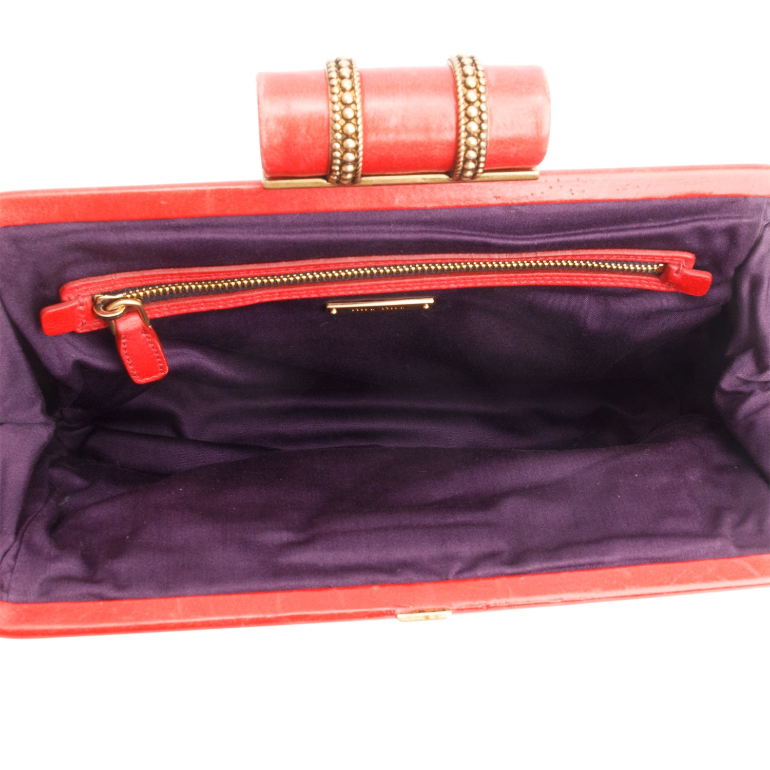 Miu Miu Red Nappa Matelasse Leather Clutch