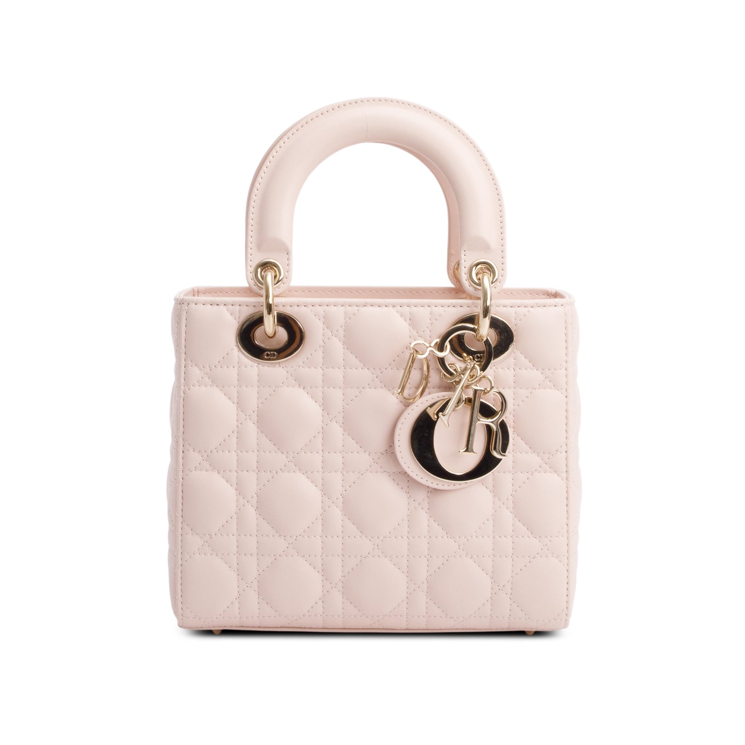 Christian Dior 2024 Pink Cannage Lambskin Leather Small Lady Dior Bag w/ Box & Strap