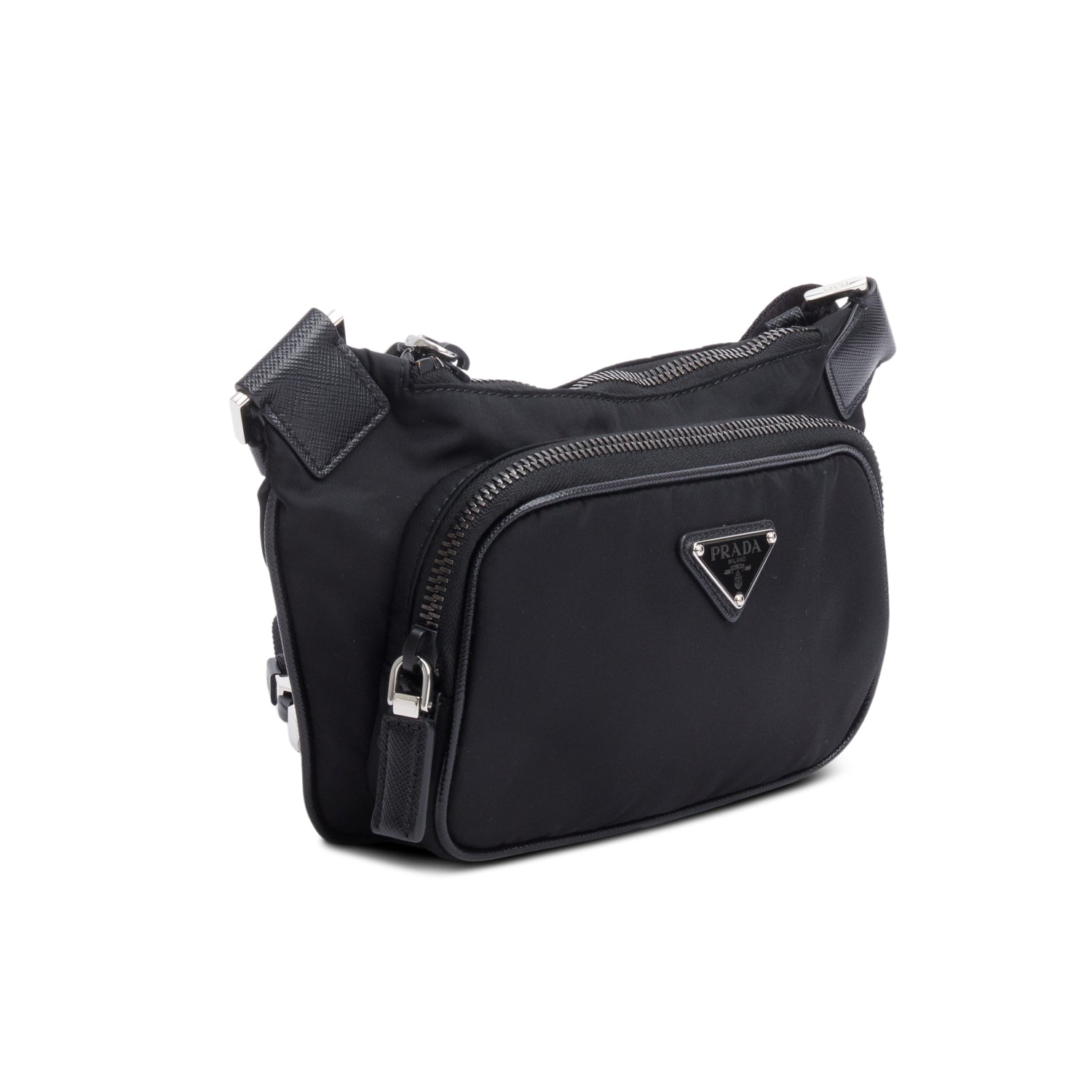 Prada Black Re-Nylon & Saffiano Leather Belt Bag