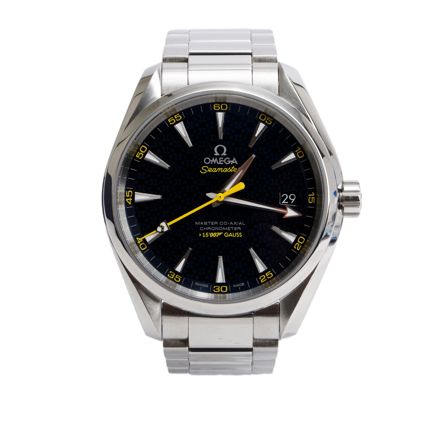 Omega Stainless Steel Limited Edition James Bond Seamaster Aqua Terra Master Co-Axial Chronometer 41.5 MM Automatic Watch Black Dial w/ Box & Papers