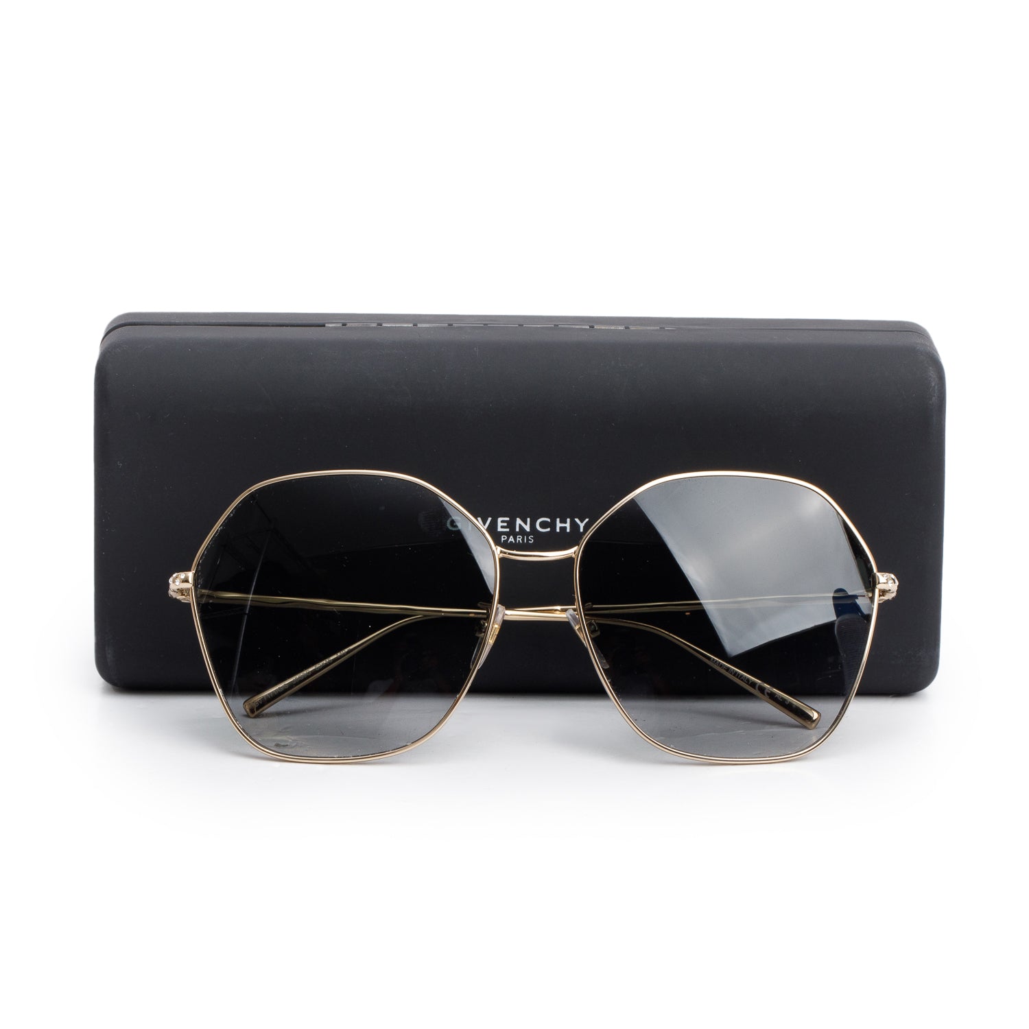 Givenchy GV7171 Gold Tone Metal Crystal Accent Square Sunglasses w/ Case