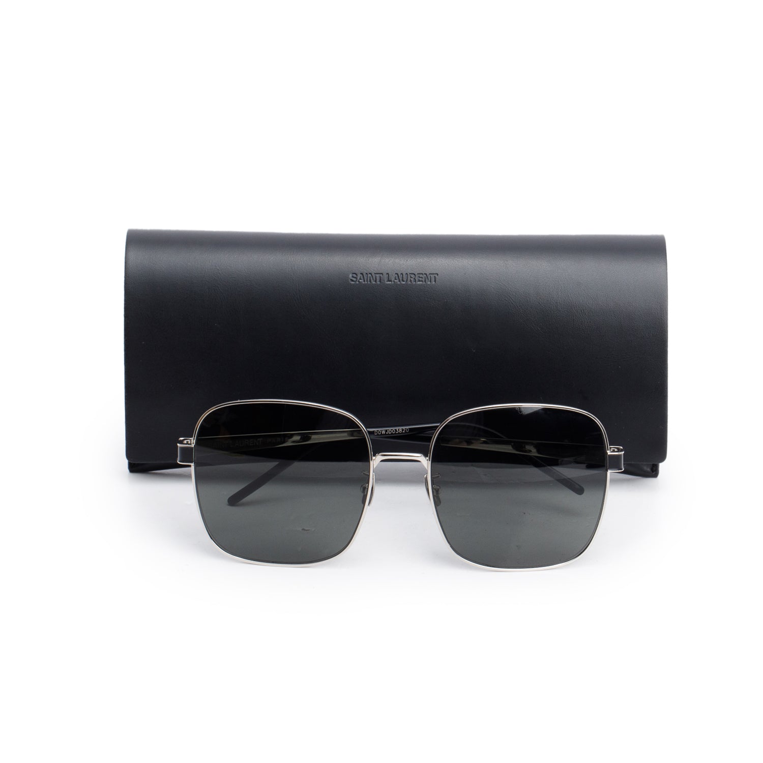 Saint Laurent Silver Tone SL M75 Square Aviator Sunglasses w/ Case