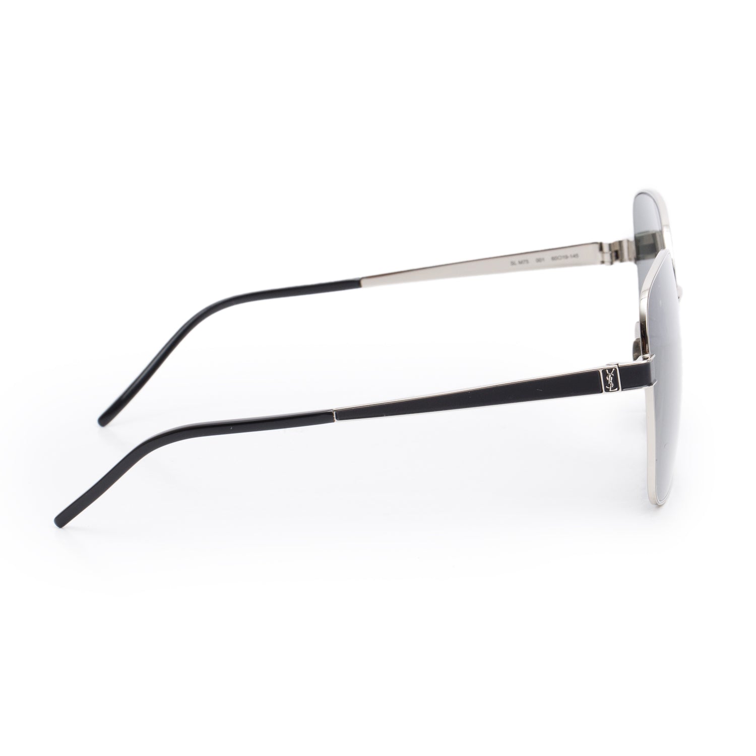 Saint Laurent Silver Tone SL M75 Square Aviator Sunglasses w/ Case