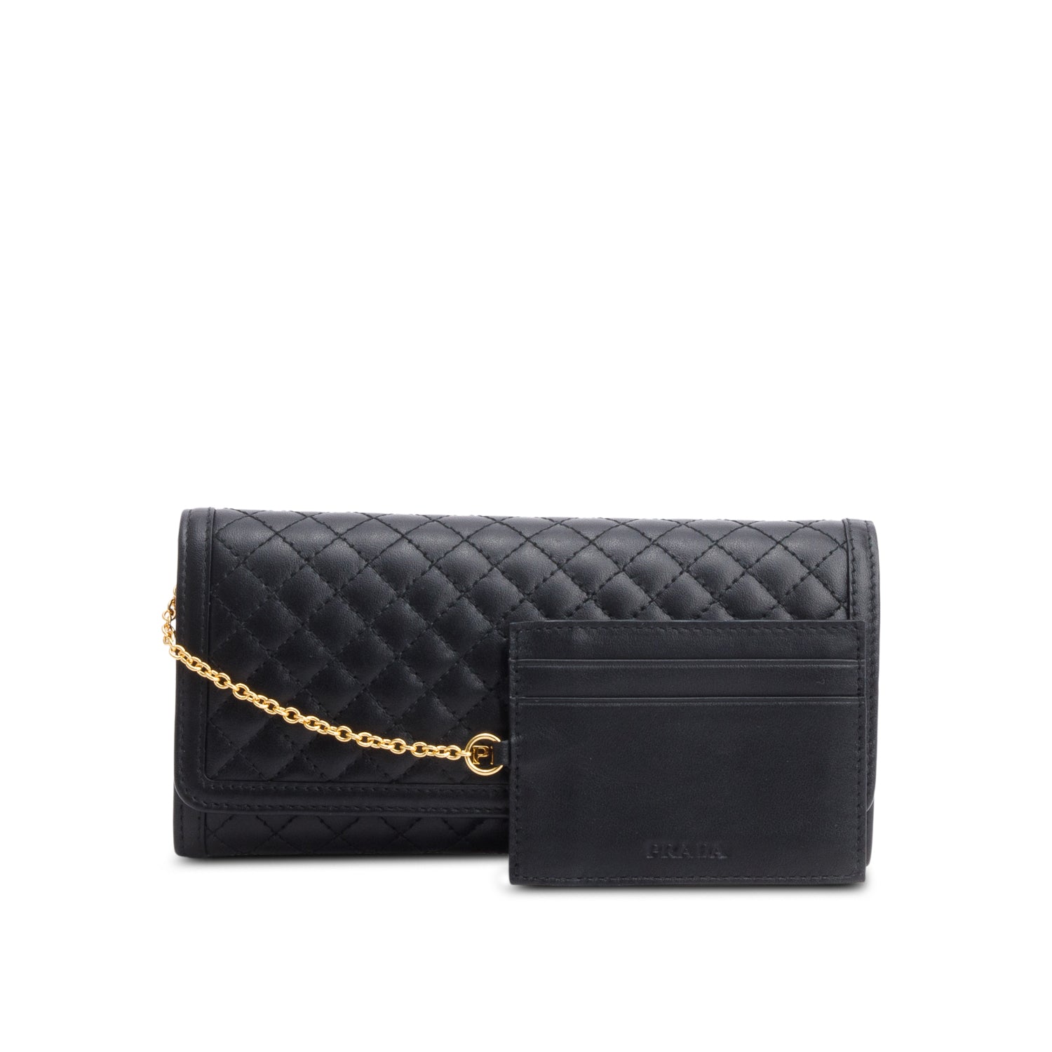 Prada Black Soft Calfskin Quilted Continental Wallet w/ Box