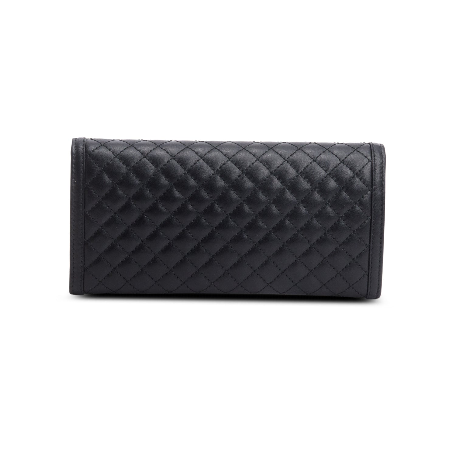 Prada Black Soft Calfskin Quilted Continental Wallet w/ Box