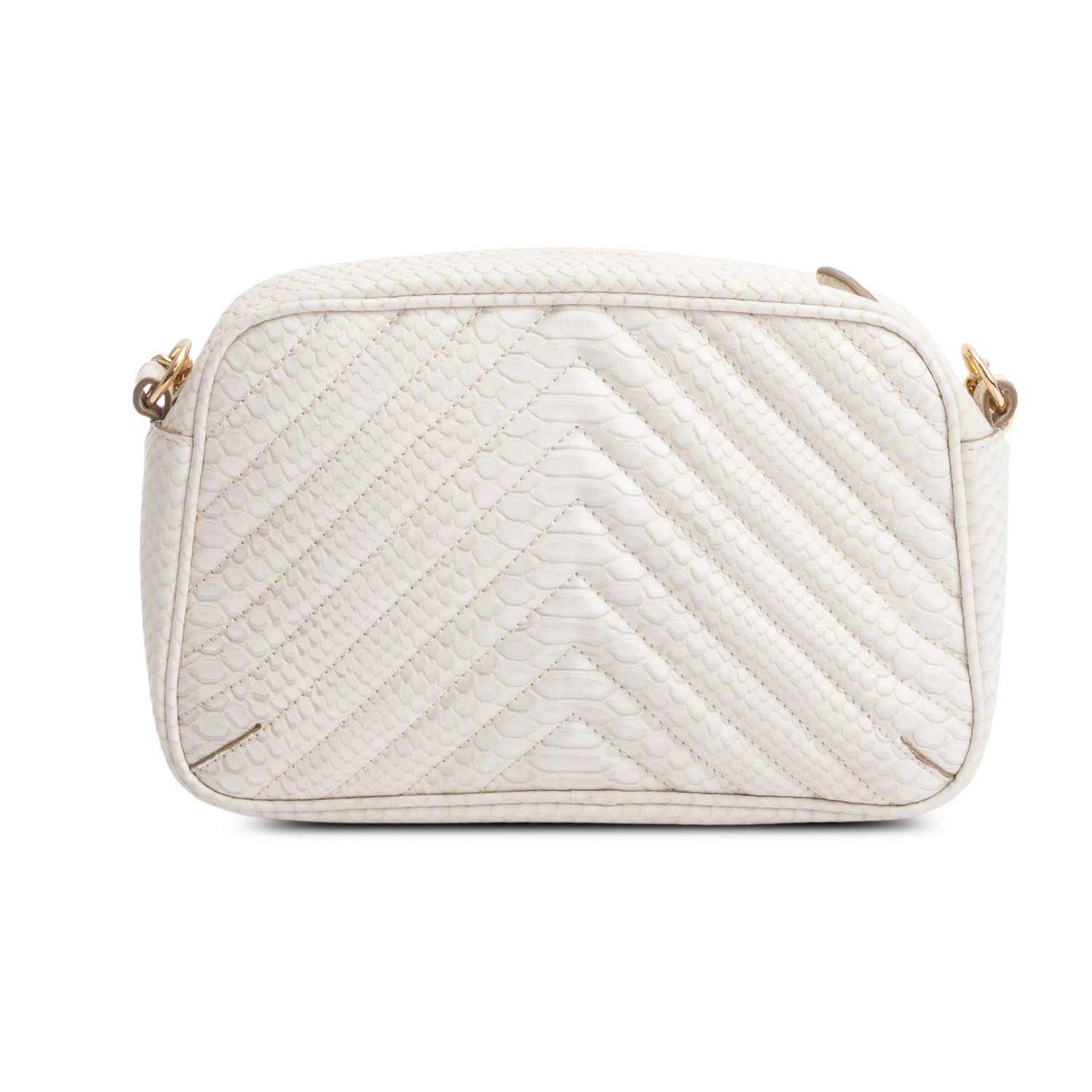 Stella McCartney White Embossed Faux Leather Small Star Camera Bag