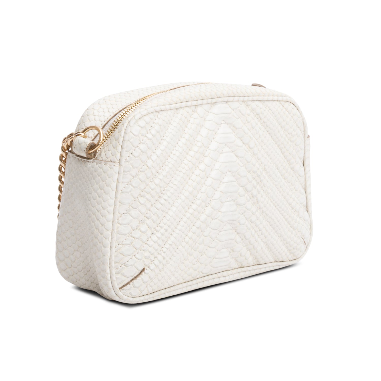 Stella McCartney White Embossed Faux Leather Small Star Camera Bag