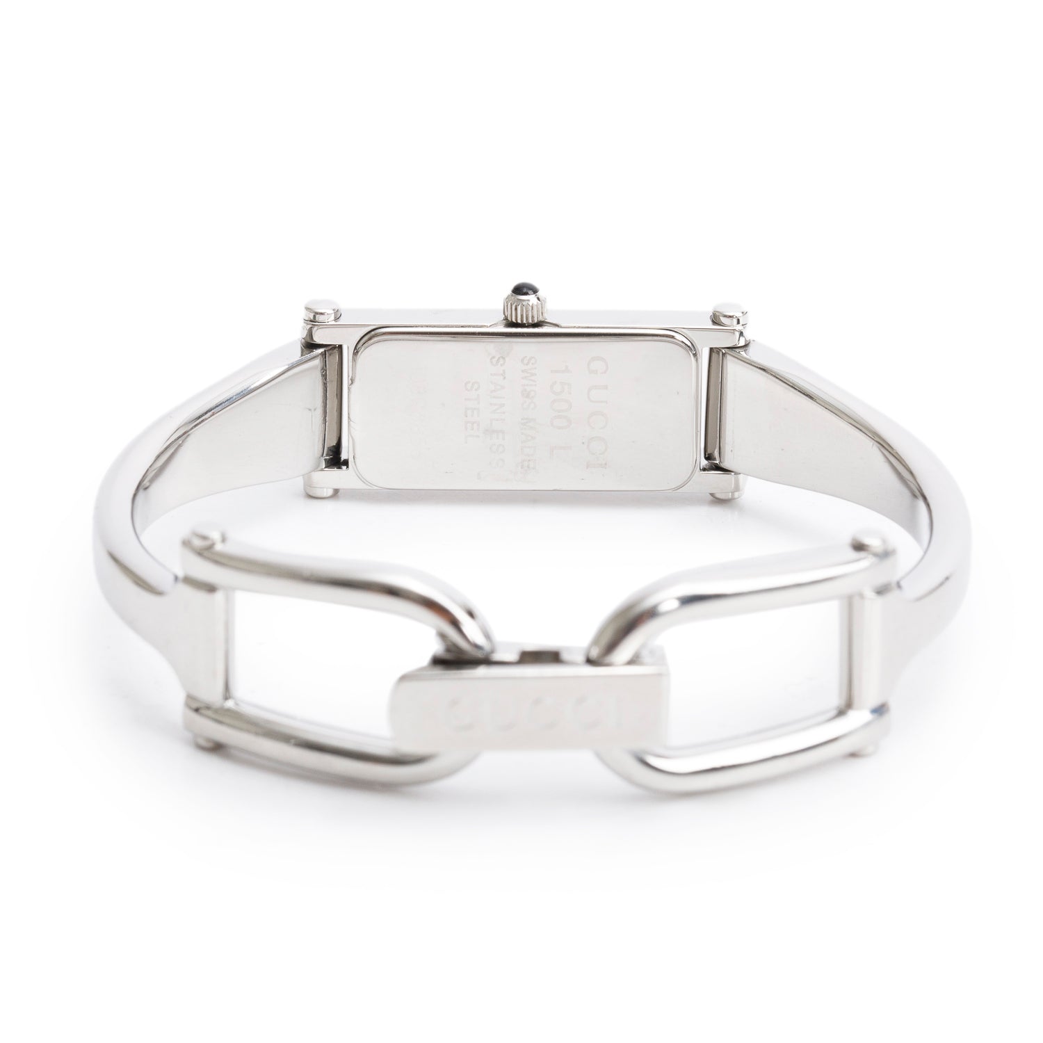 Gucci Stainless Steel 1500 Series Quartz Watch Green & Red Motif Dial