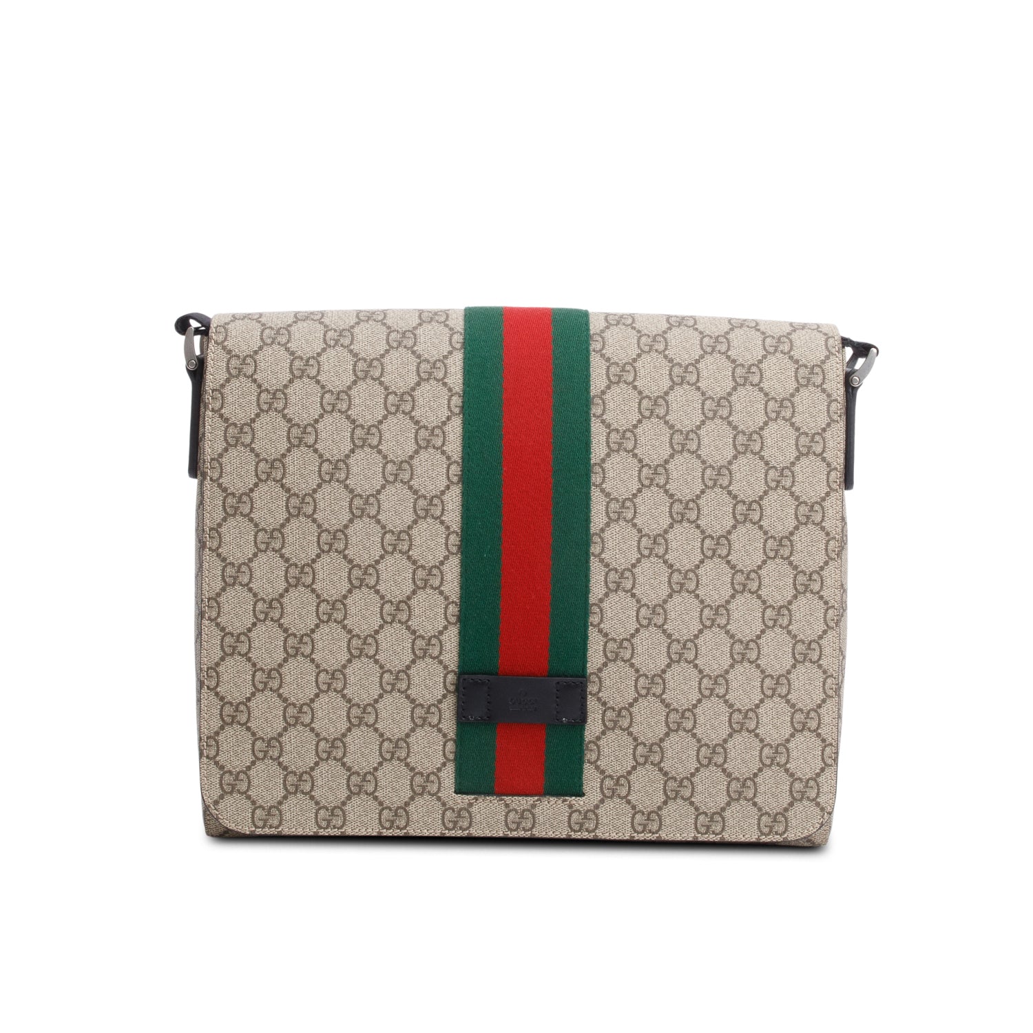 Gucci GG Supreme Monogram Web Flap Messenger Bag w/ Receipt