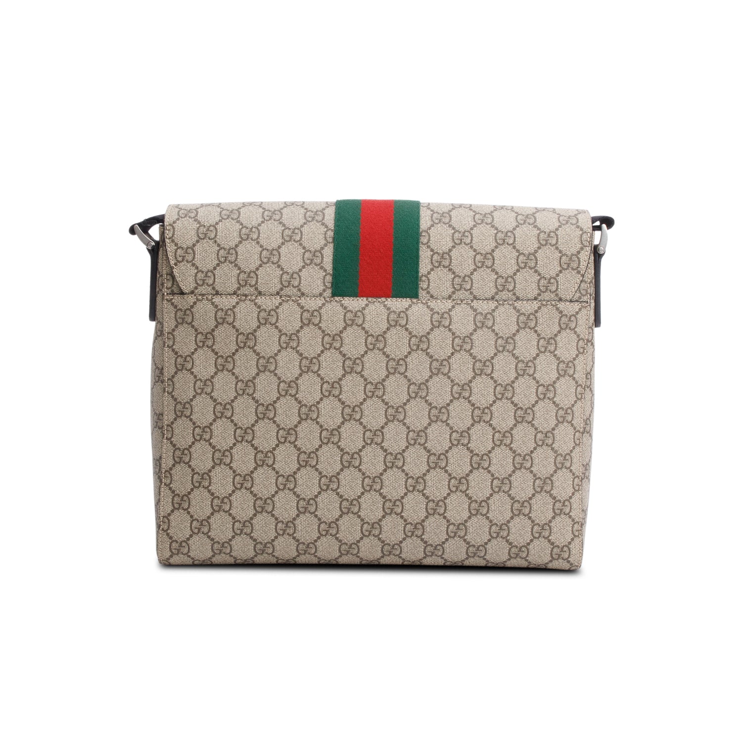 Gucci GG Supreme Monogram Web Flap Messenger Bag w/ Receipt