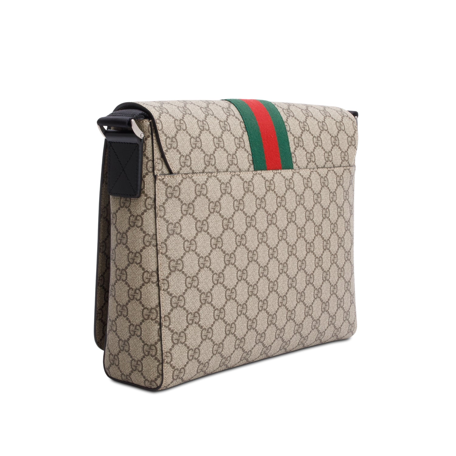 Gucci GG Supreme Monogram Web Flap Messenger Bag w/ Receipt