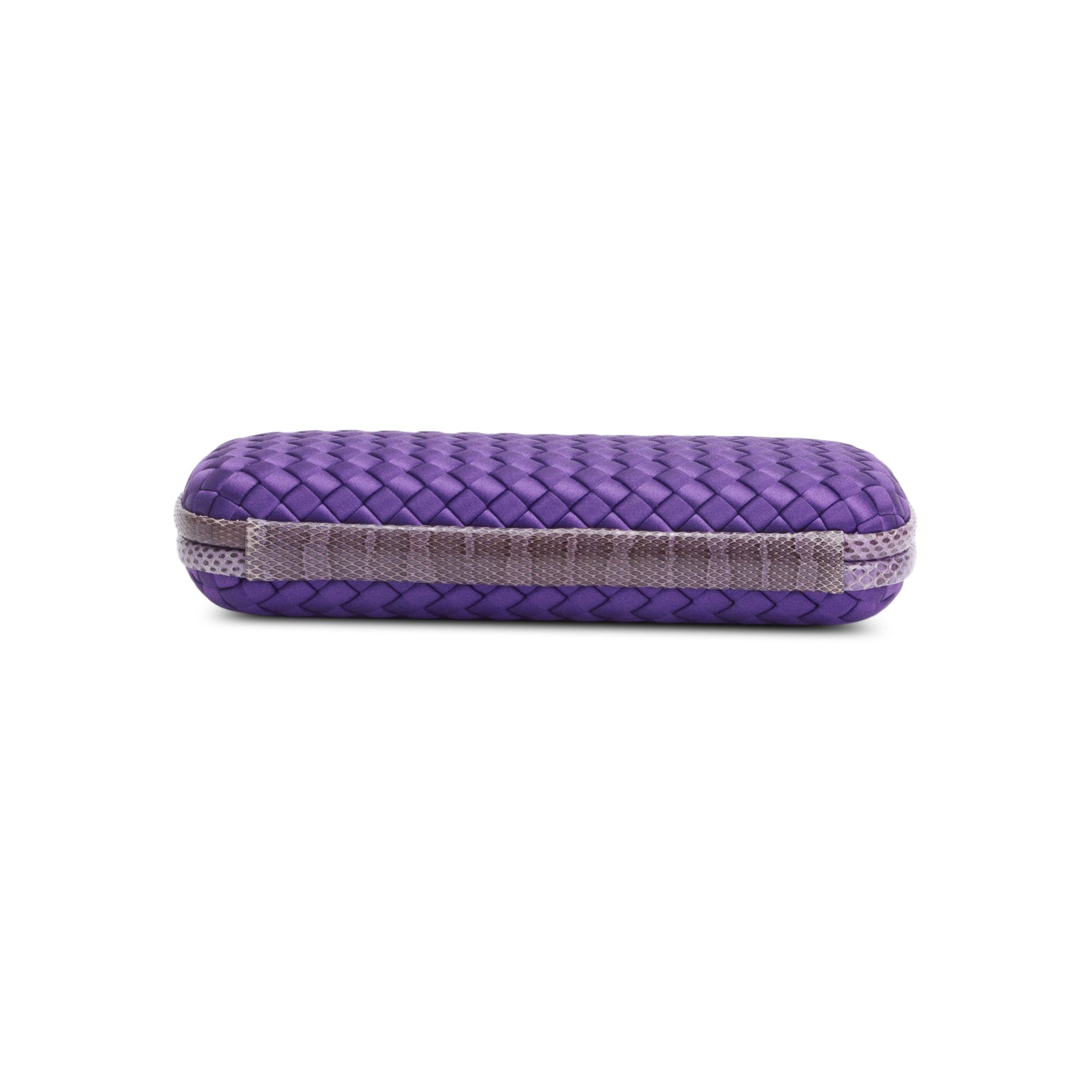 Bottega Veneta Purple Satin Ayers Intreccio Impero Stretch Knot Clutch