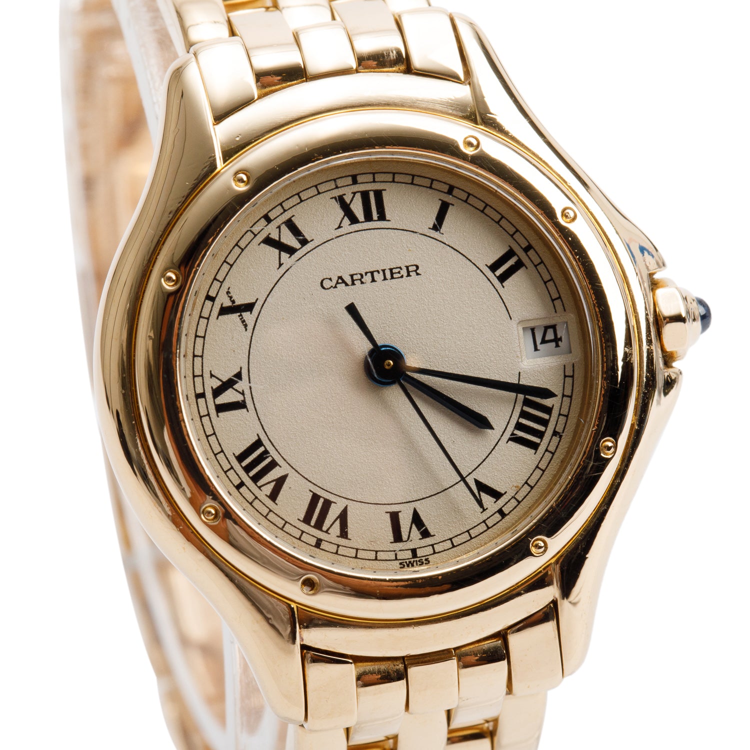 Cartier 18k Yellow Gold Cougar Figaro 26 MM Quartz Watch