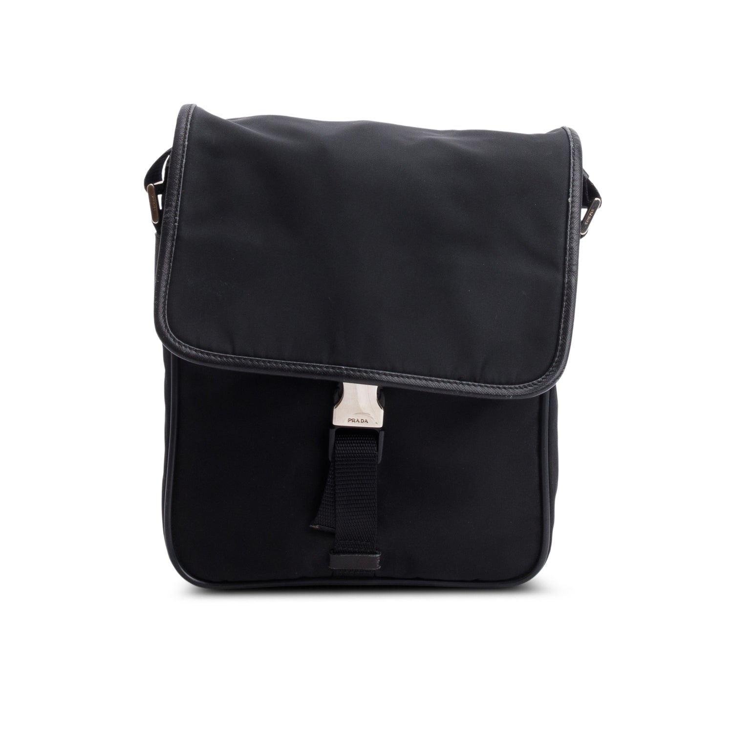 Prada Black Nylon Buckle Messenger Bag