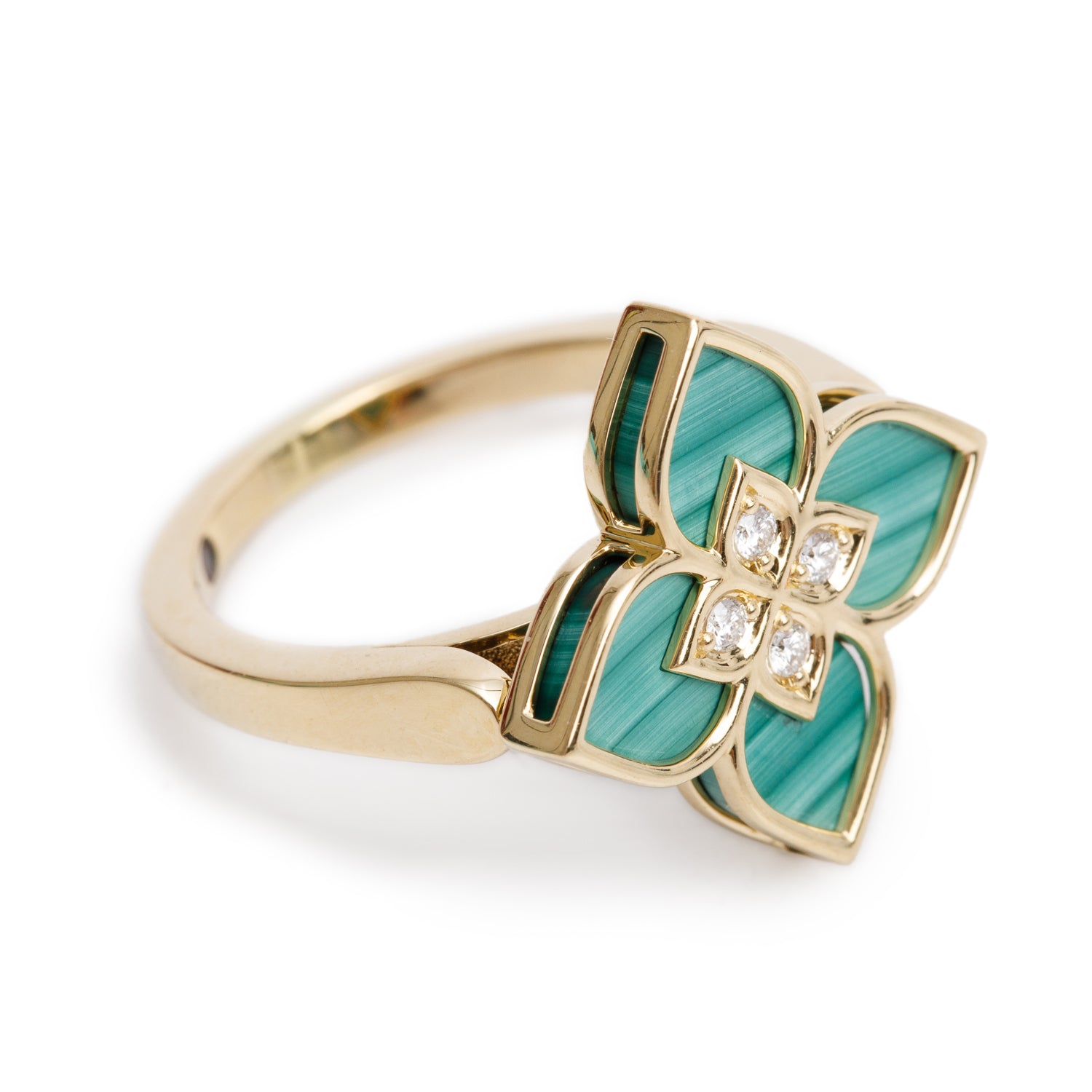 Roberto Coin 18k Yellow Gold Malachite & Diamond Venetian Princess Ring, Size 8