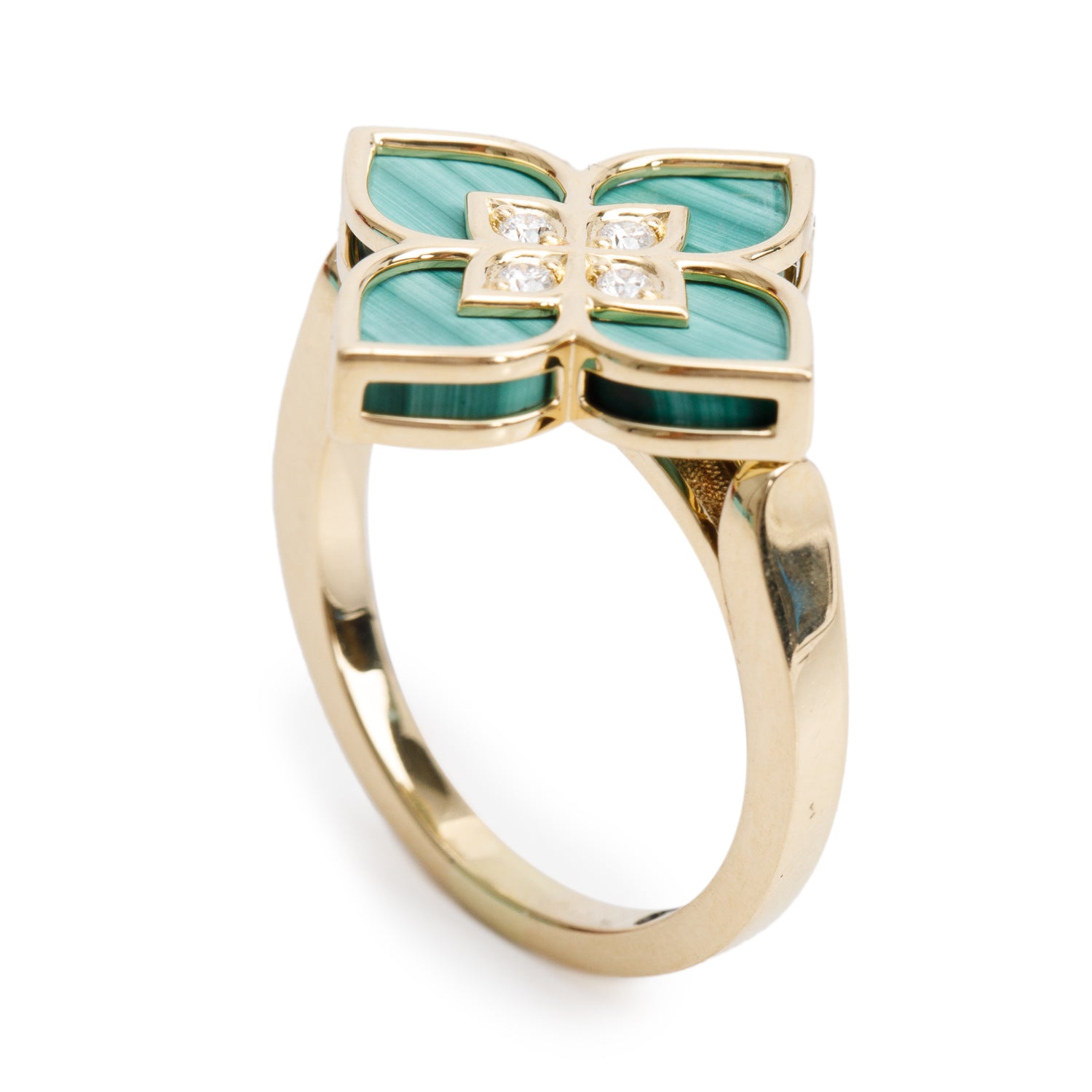 Roberto Coin 18k Yellow Gold Malachite & Diamond Venetian Princess Ring, Size 8