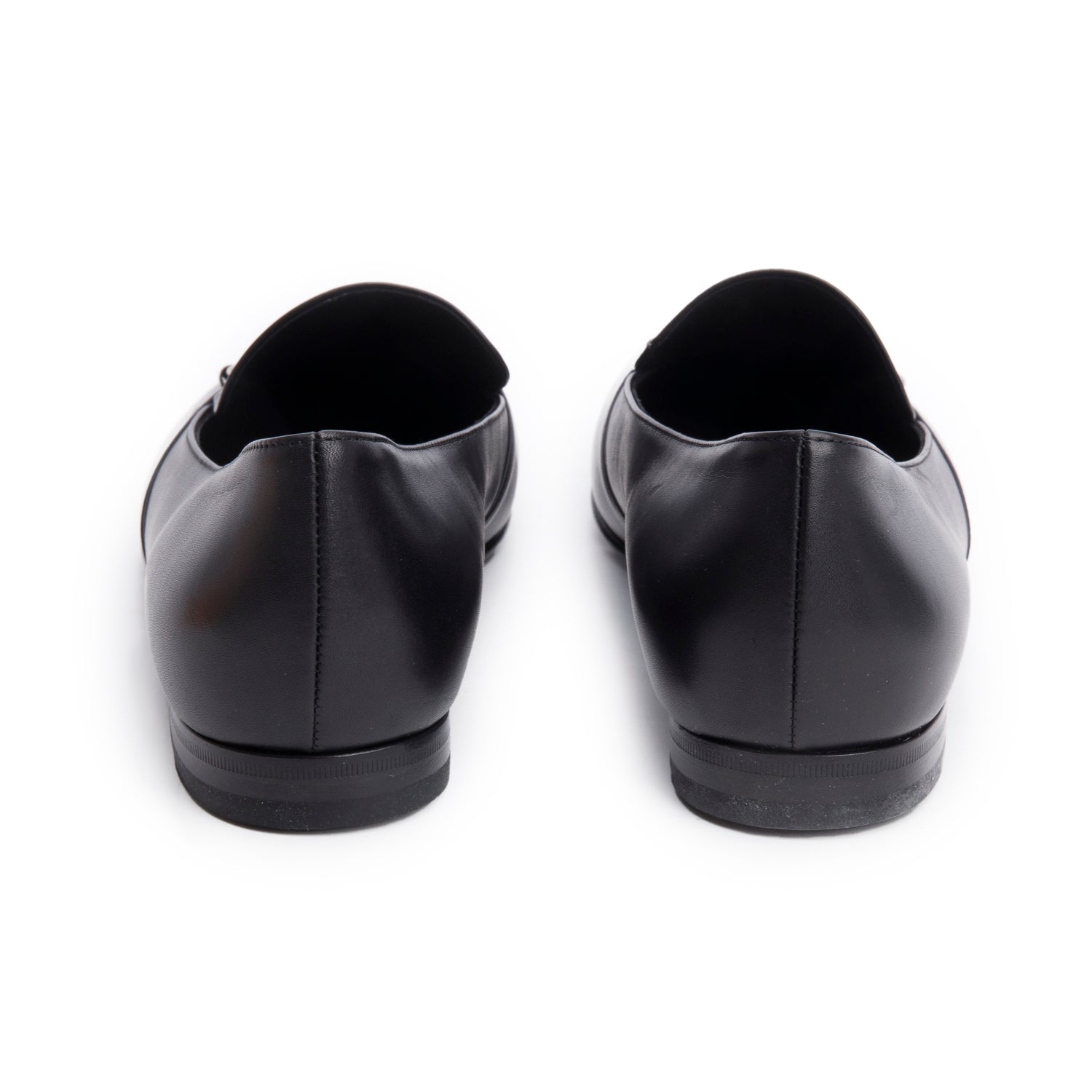 Gucci Black Calfskin Leather Horsebit Accent Loafers, Size 40 w/ Box