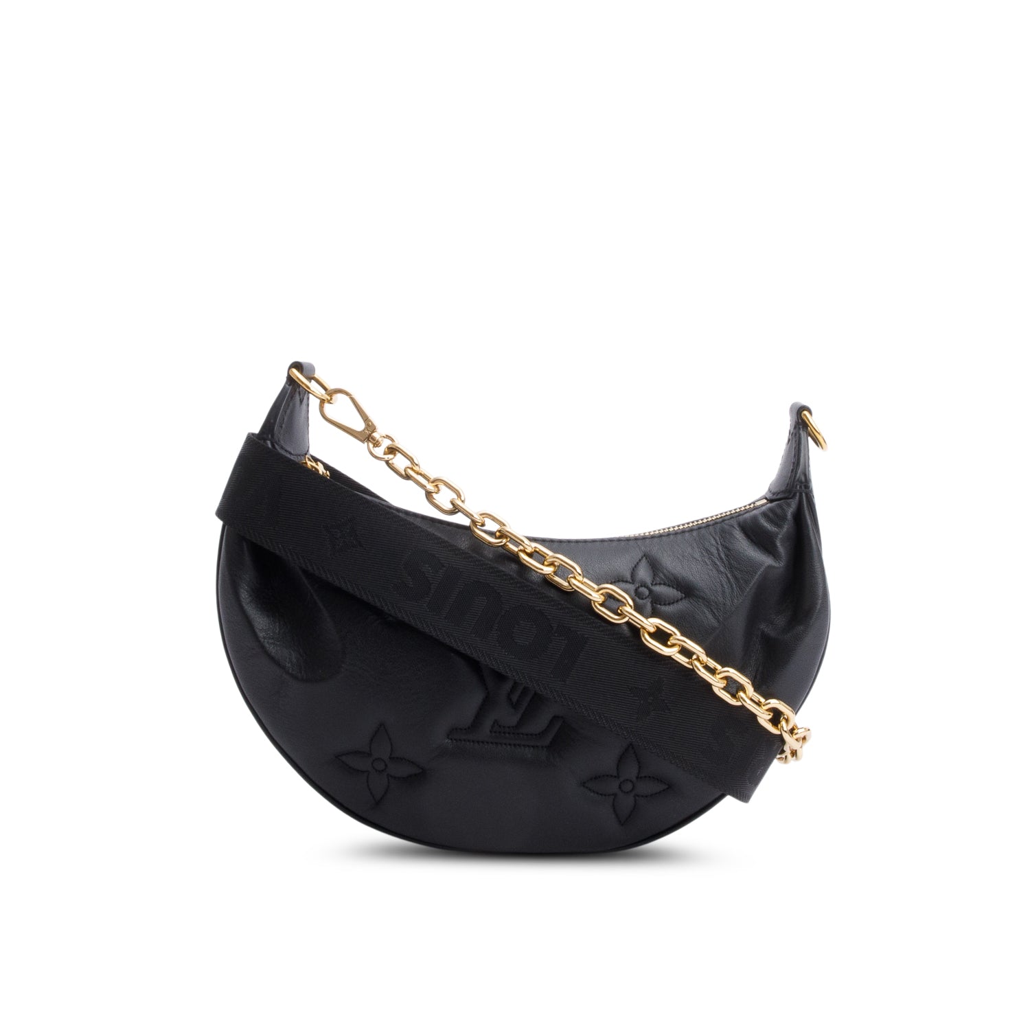 Louis Vuitton Black Bubblegram Embossed Leather Over The Moon Bag w/ Straps