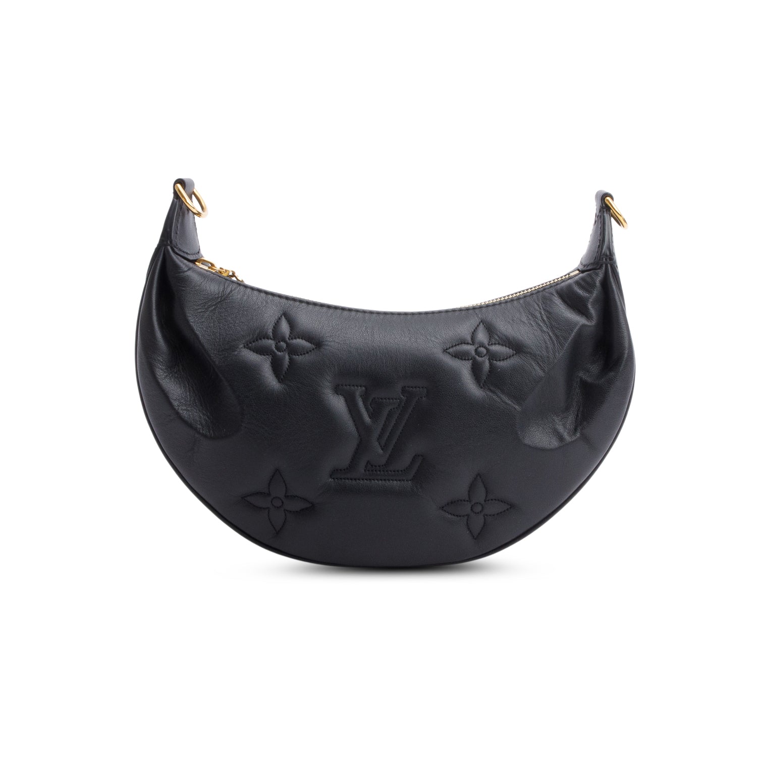 Louis Vuitton Black Bubblegram Embossed Leather Over The Moon Bag w/ Straps