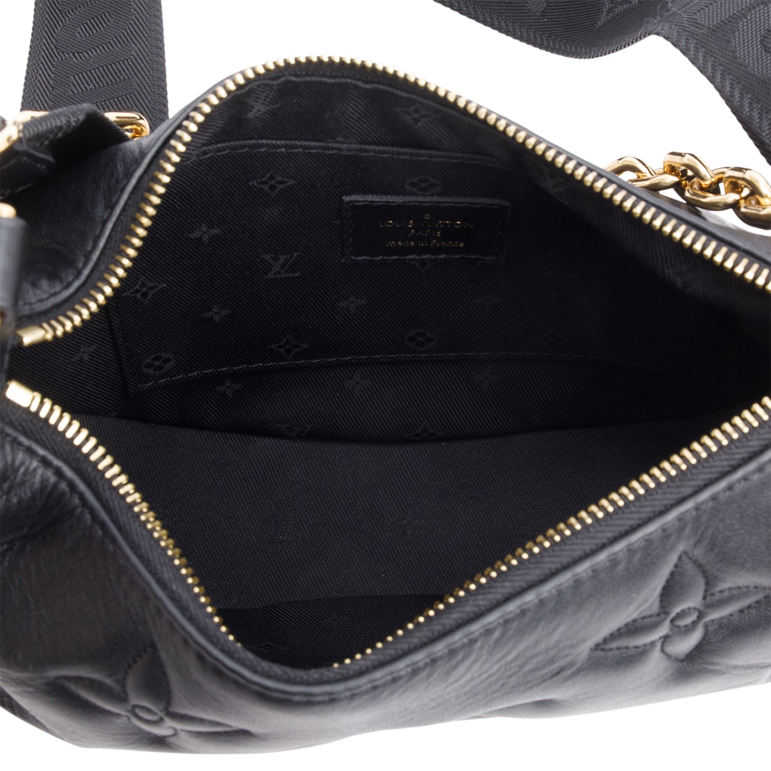 Louis Vuitton Black Bubblegram Embossed Leather Over The Moon Bag w/ Straps