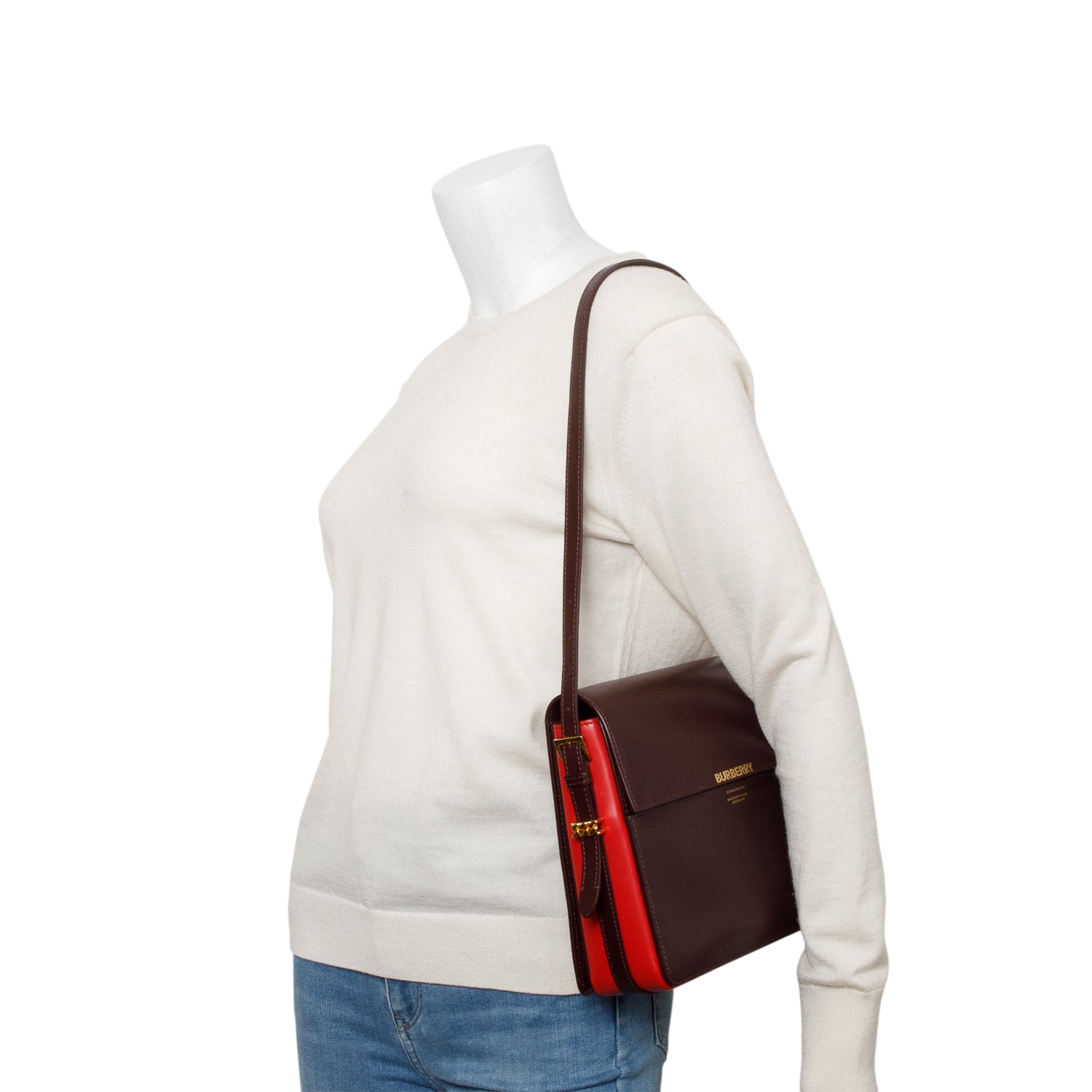 Burberry Burgundy & Red Smooth Calfskin Leather Medium Grace Bag