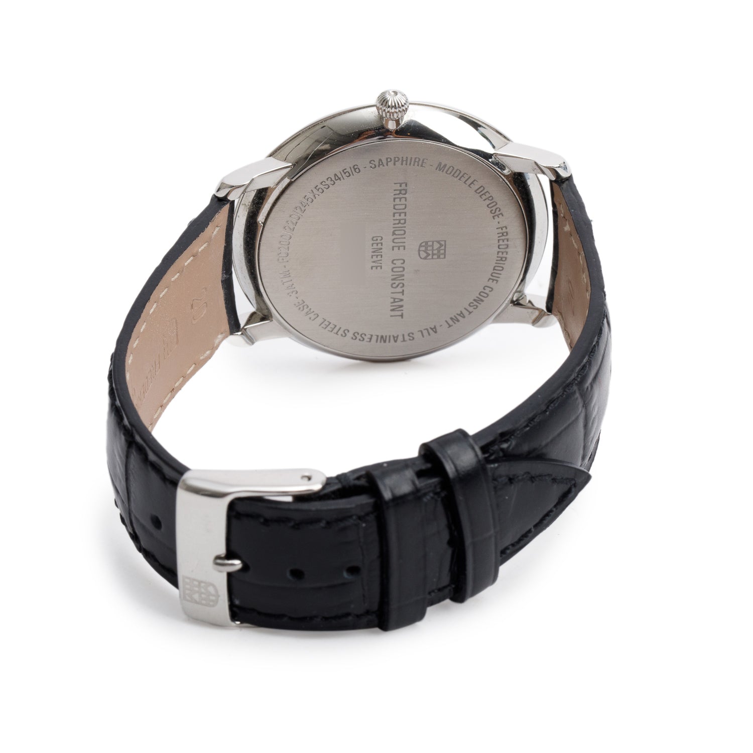 Frederique Constant Stainless Steel Slimline 39 MM Quartz Watch Black Dial