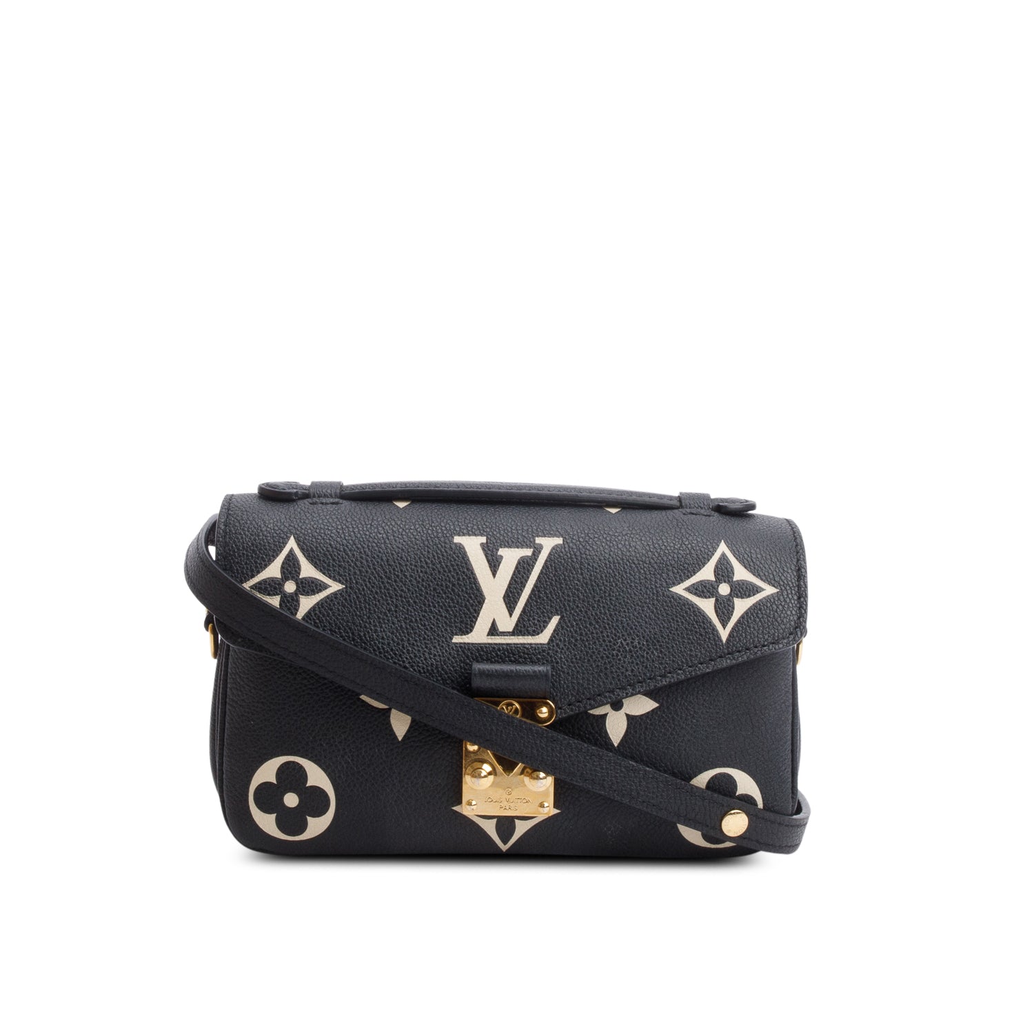 Louis Vuitton 2023 Black/Beige Bicolor Monogram Empreinte Leather East West Pochette Metis w/ Strap, Box & Receipt