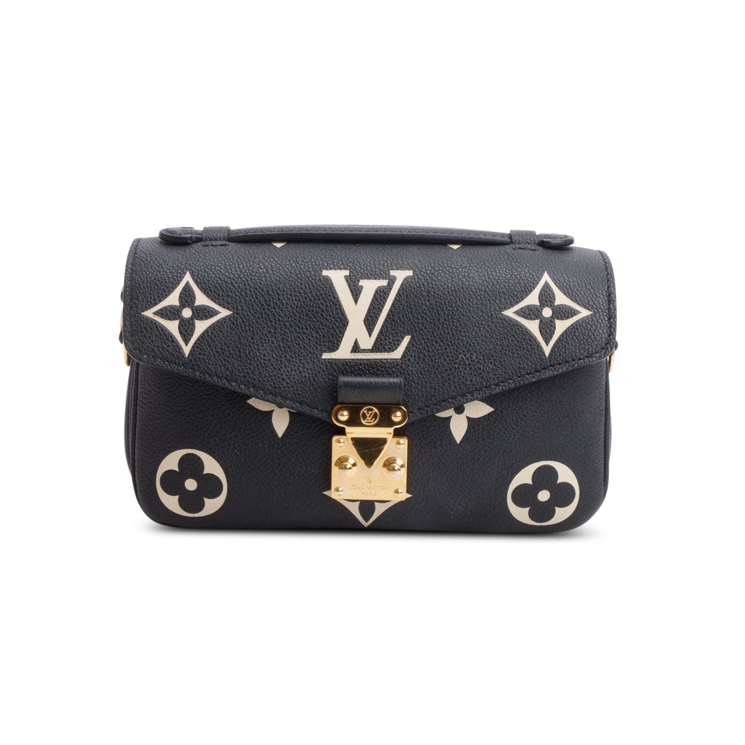 Louis Vuitton 2023 Black/Beige Bicolor Monogram Empreinte Leather East West Pochette Metis w/ Strap, Box & Receipt