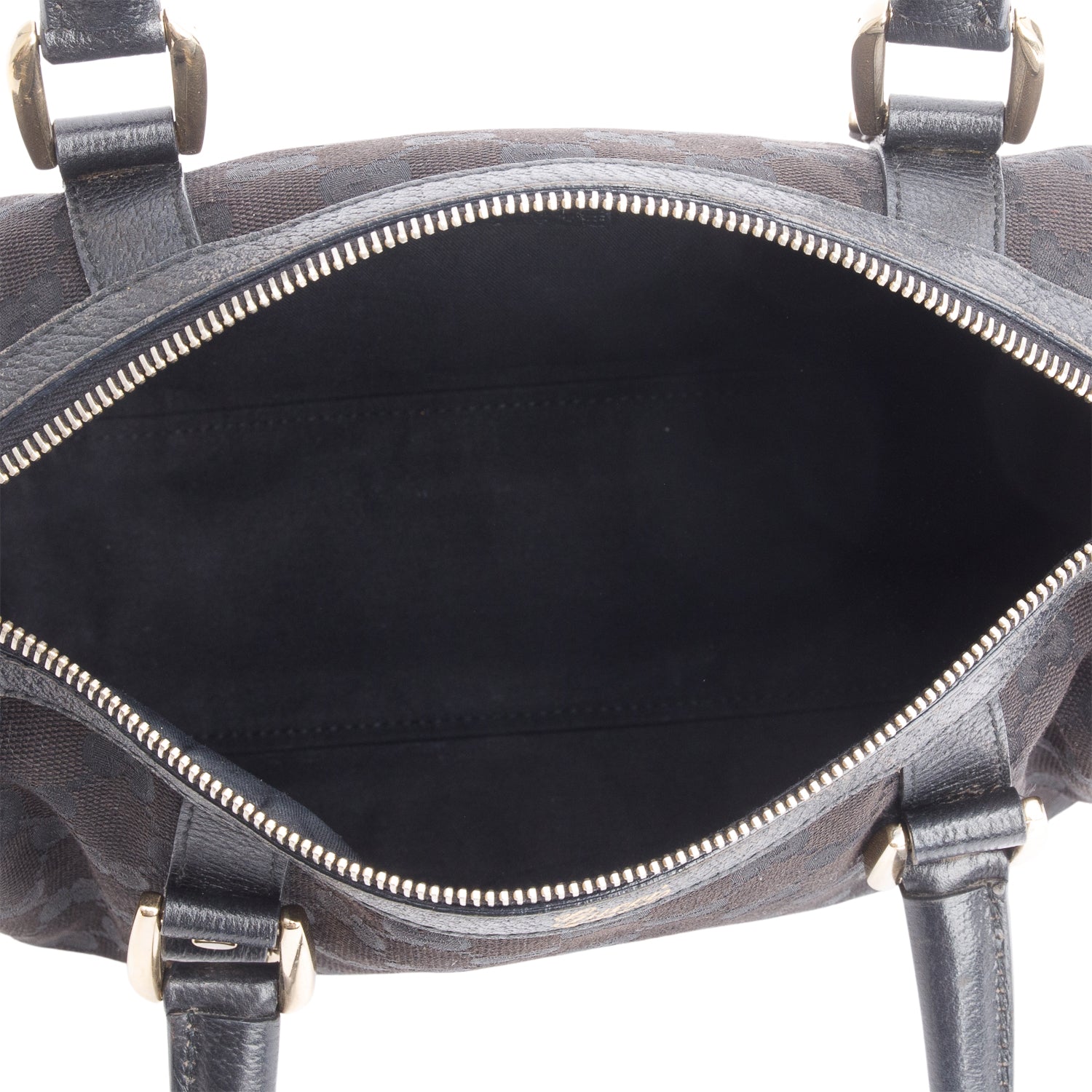 Gucci Black Leather Trim GG Canvas Small Abbey Boston Bag