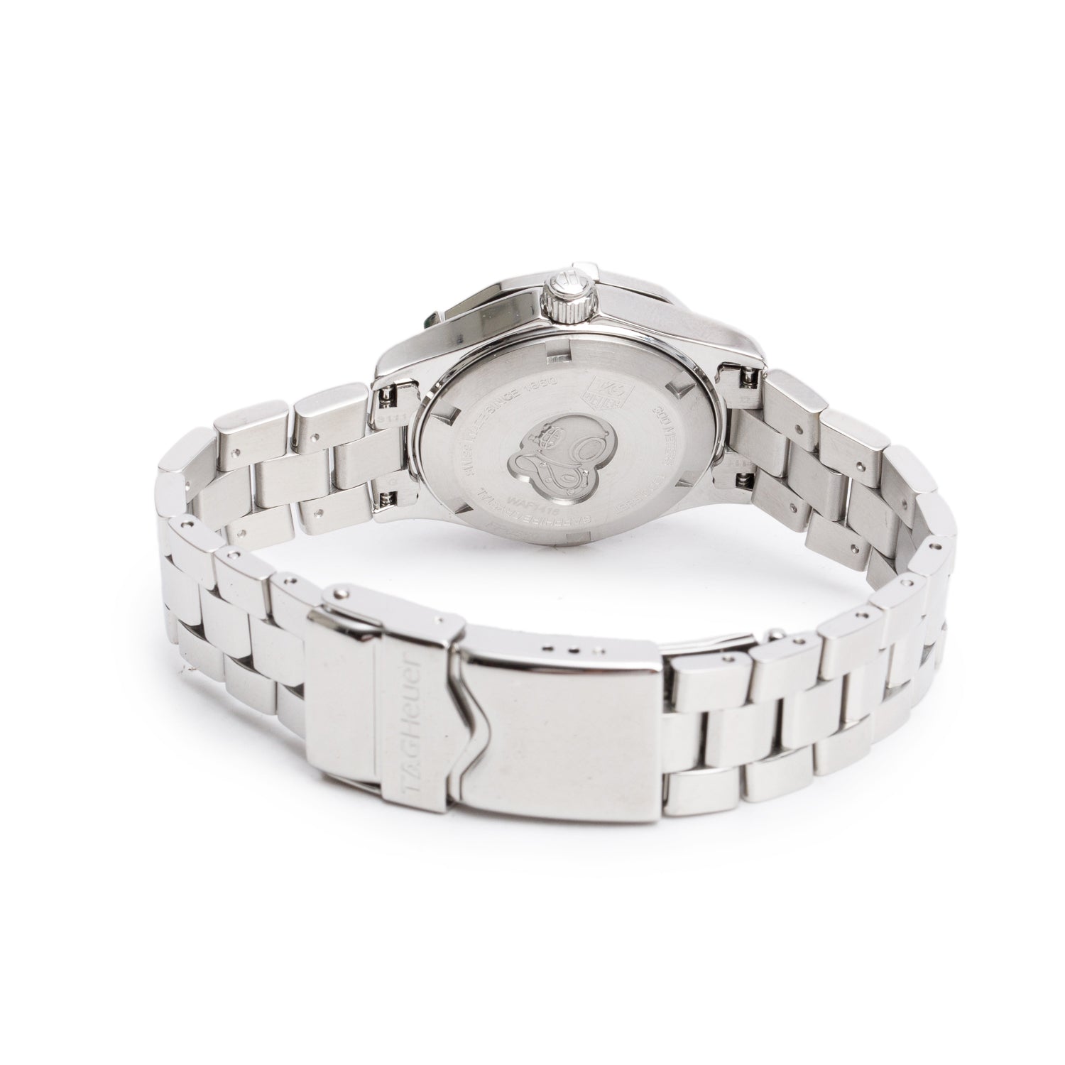 Tag Heuer Stainless Steel Diamond Bezel Aquaracer 27 MM Quartz Watch Mother of Pearl Diamond Dial WAF1416 w/ Papers
