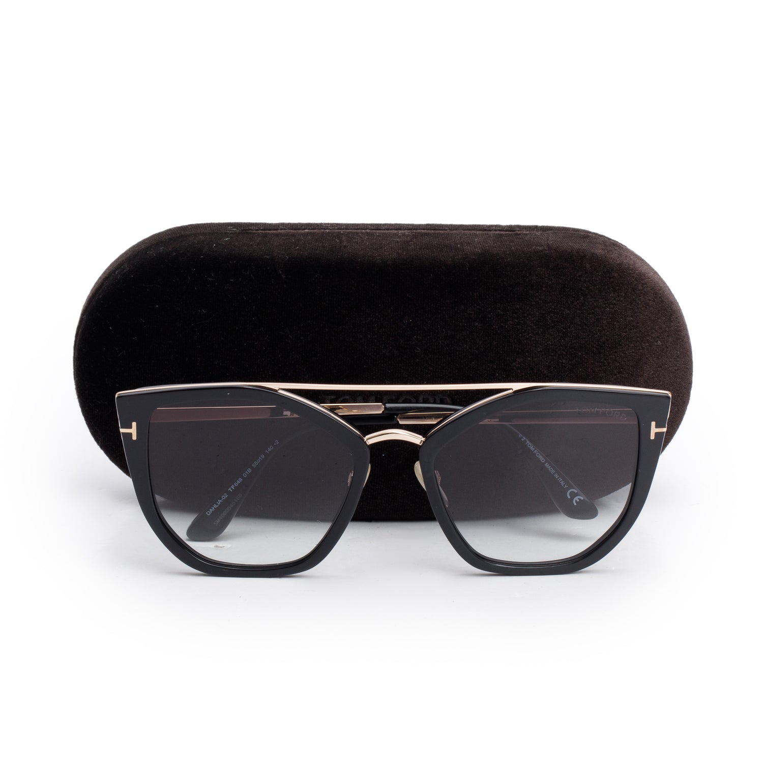 Tom Ford TF648 Black Acetate Dahlia-02 Butterfly Sunglasses w/ Case