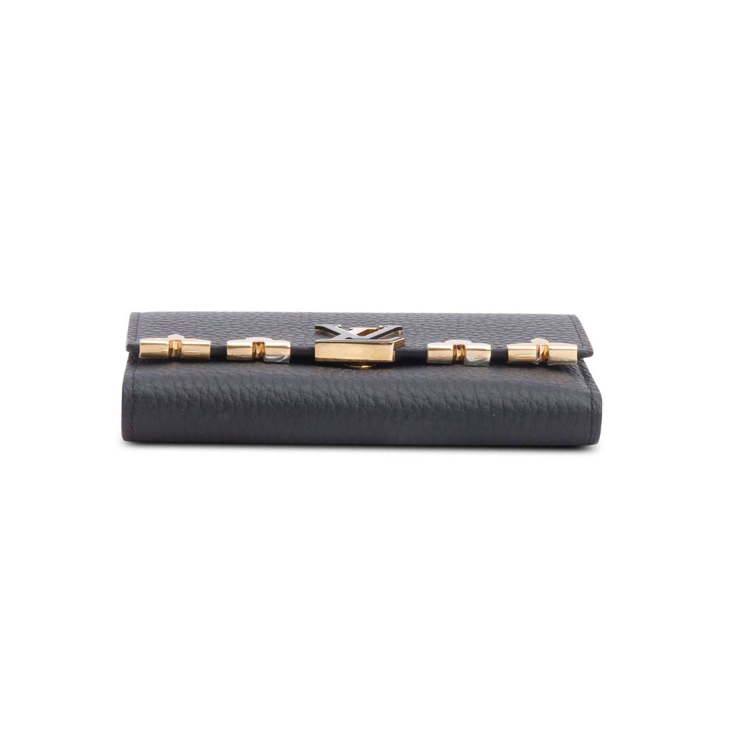 Louis Vuitton Black Taurillon Leather Capucines Compact Wallet w/ Box