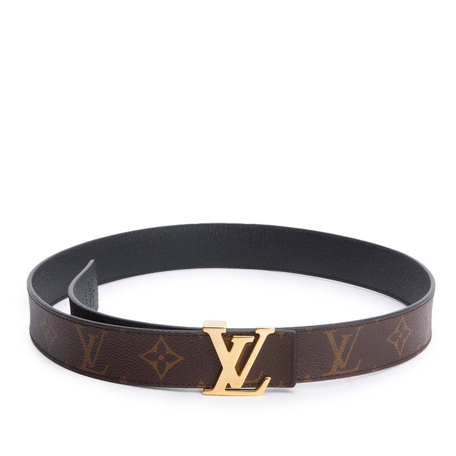 Louis Vuitton 2020 Monogram Black Leather LV Initiales 30 MM Reversible Belt 75 30 w/ Box
