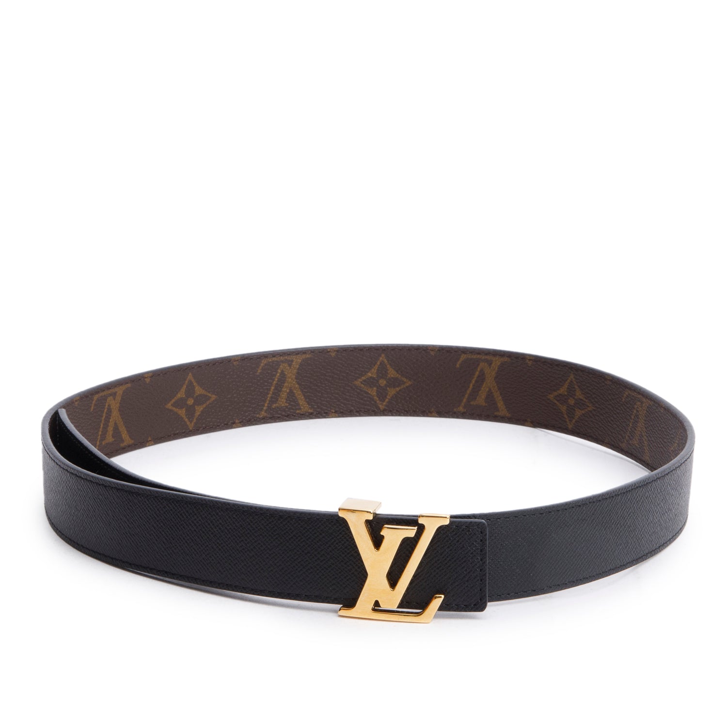 Louis Vuitton 2020 Monogram Black Leather LV Initiales 30 MM Reversible Belt 75 30 w/ Box