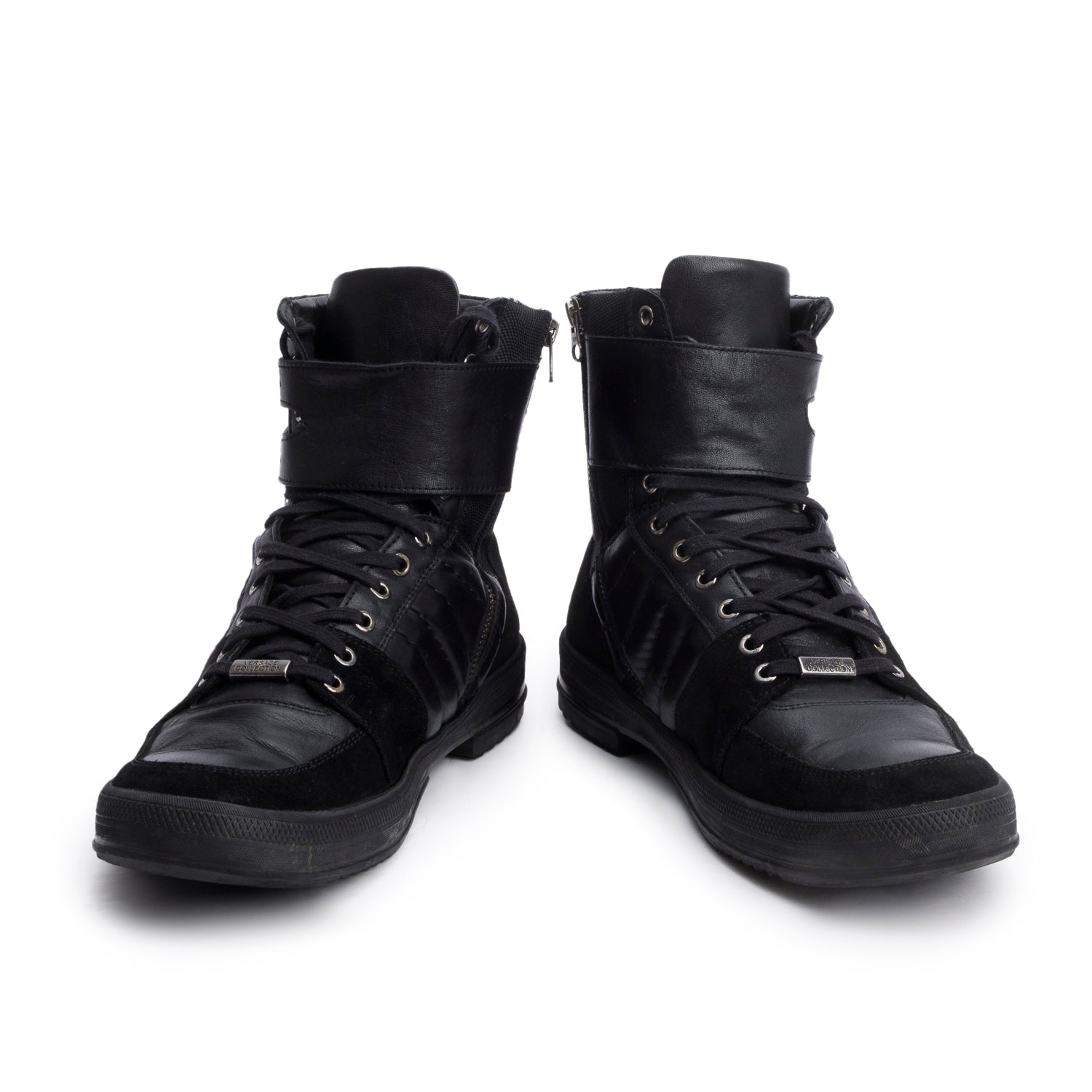 Versace Black Leather/Suede/Nylon Jupiter High-Top Sneakers, Men's Size 45