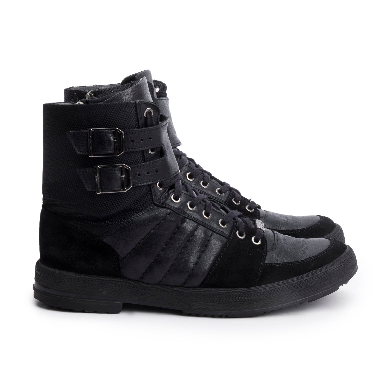 Versace Black Leather/Suede/Nylon Jupiter High-Top Sneakers, Men's Size 45