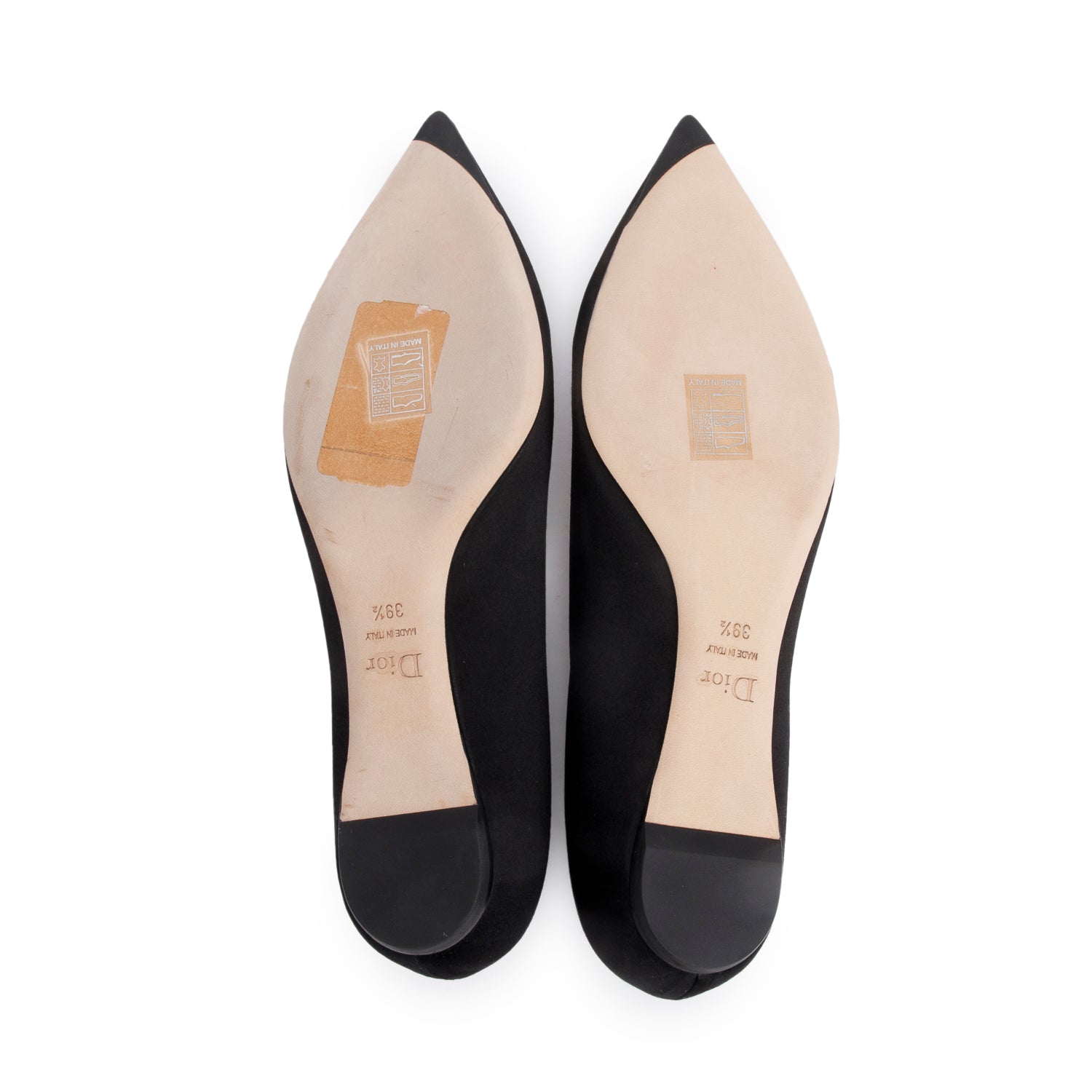 Christian Dior Black Satin Comete Flat Shoes, Size 39.5 w/ Box